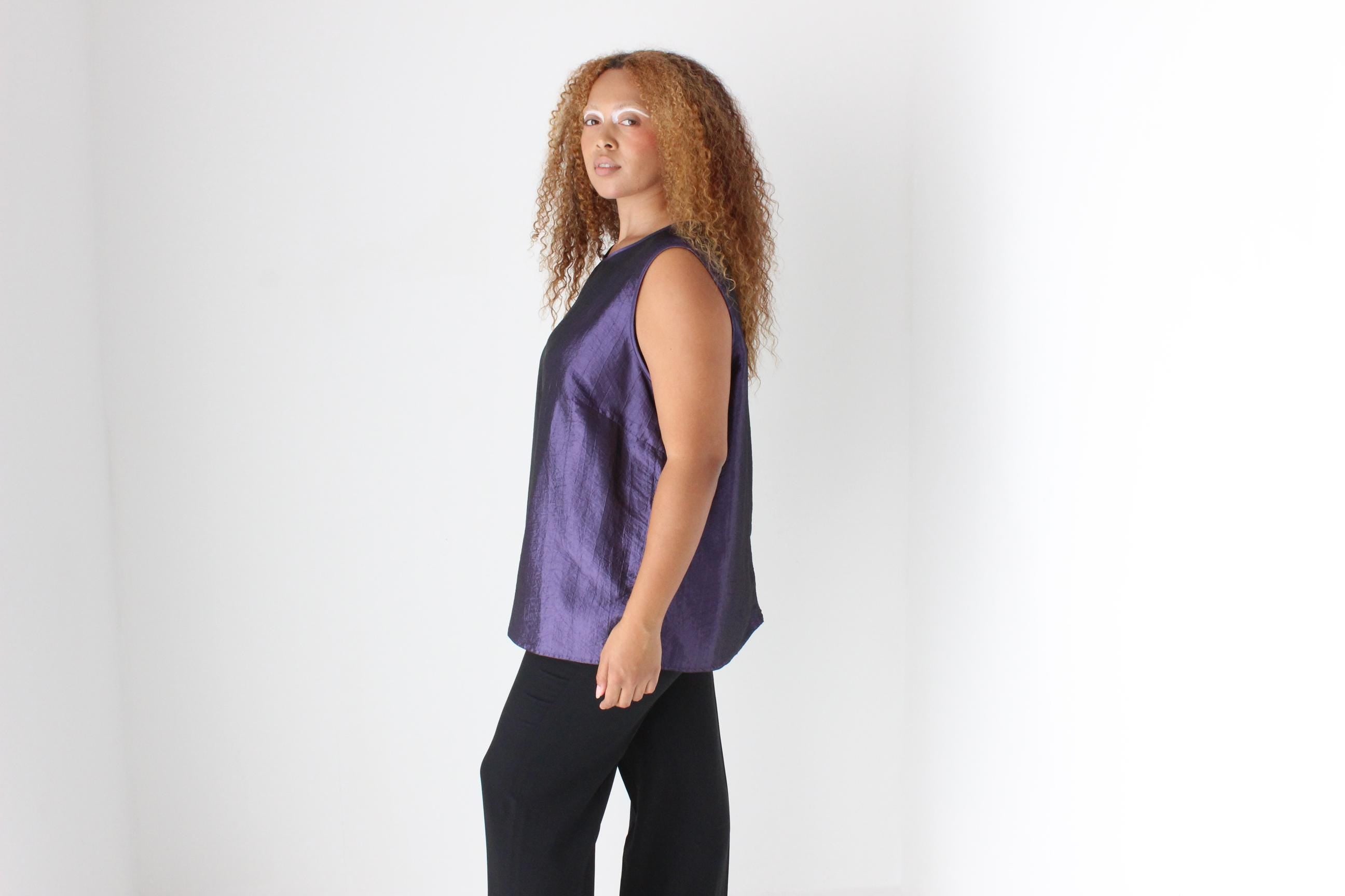 Fab 90s Purple Metallic Party Top