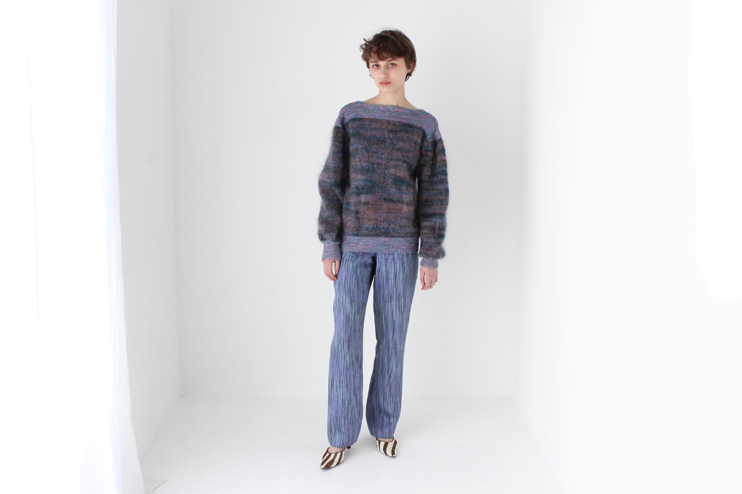 Interesting Y2K Woven Knit Textured Bootcut Pants