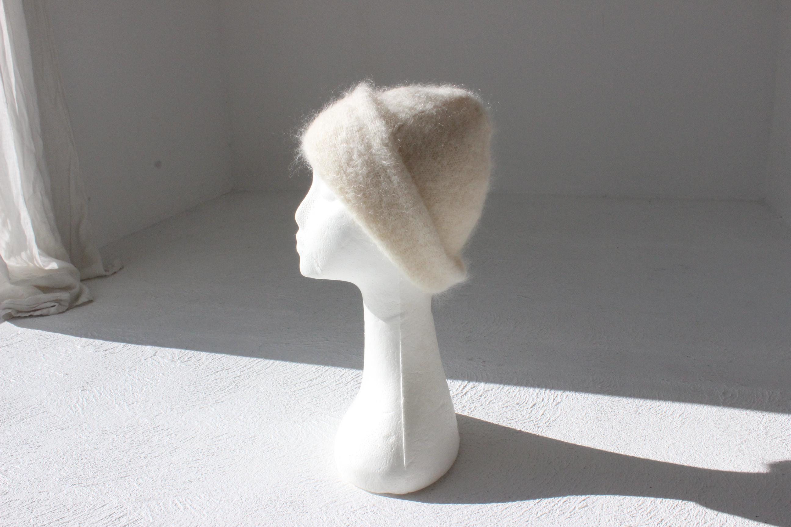 90s Mohair Wool Hand Knit 2-Way Beanie