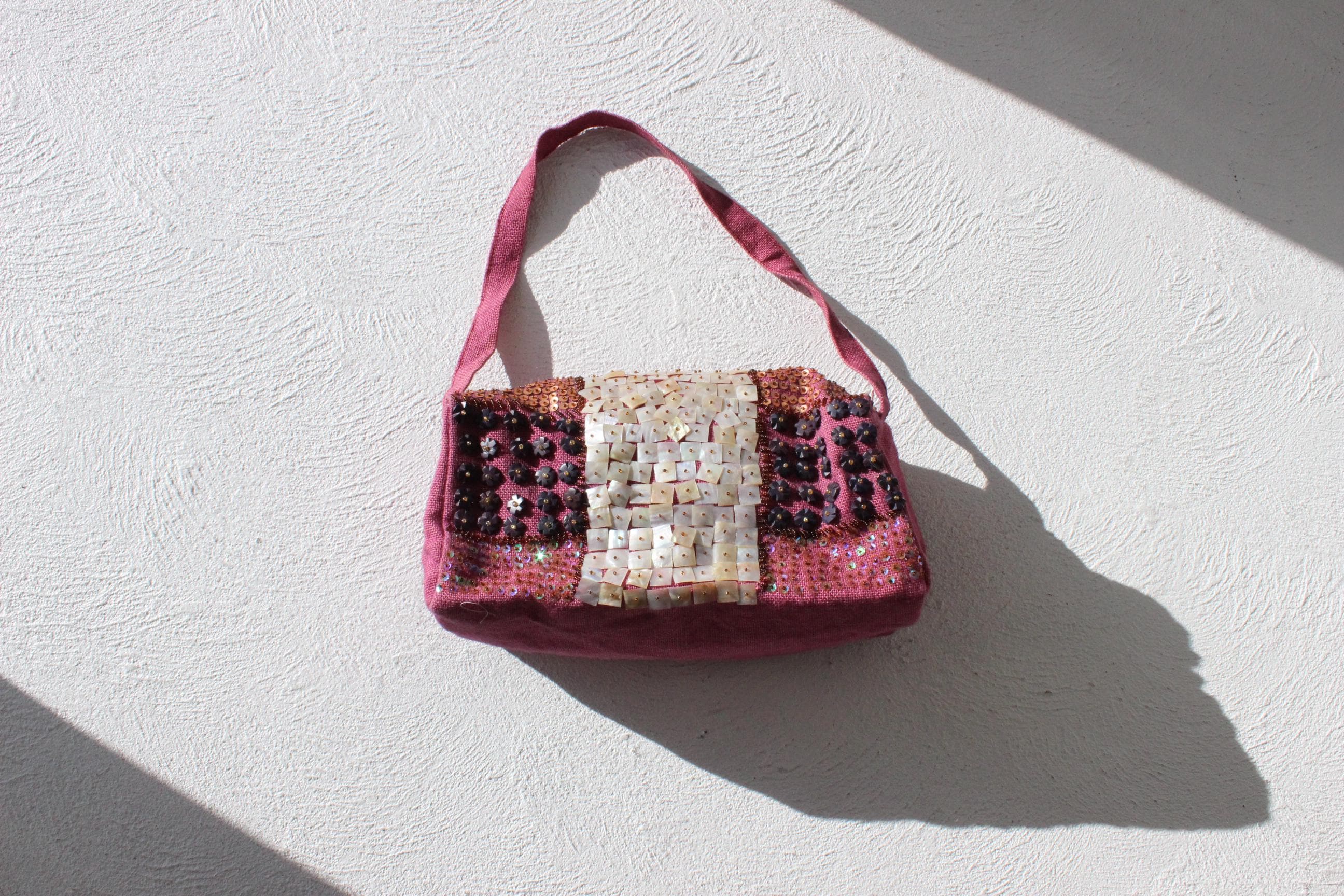 Y2K Woven Textured 3D Shell & Bead Shoulder Bag