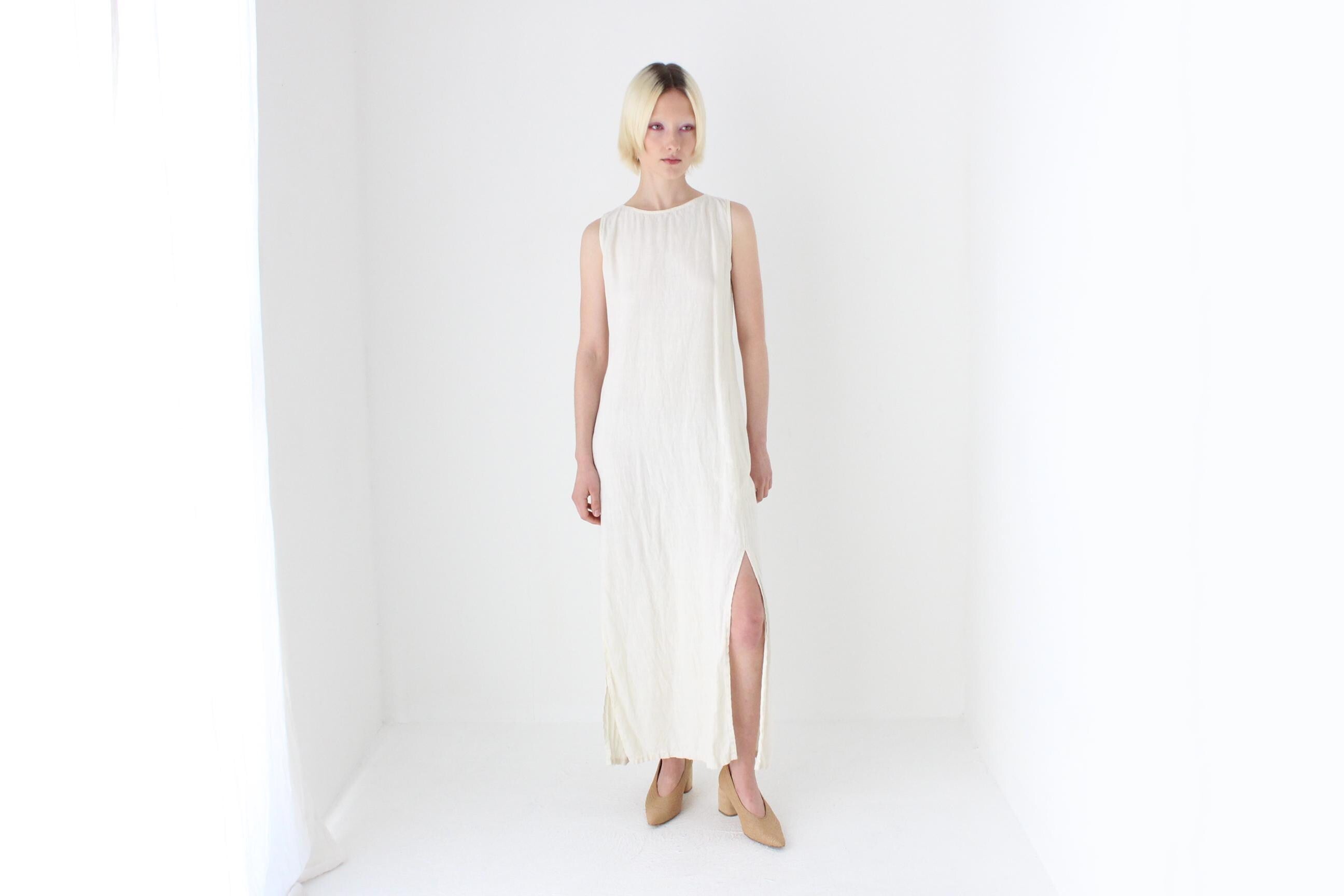 90s Soft Italian Linen Relaxed Sheath Dress