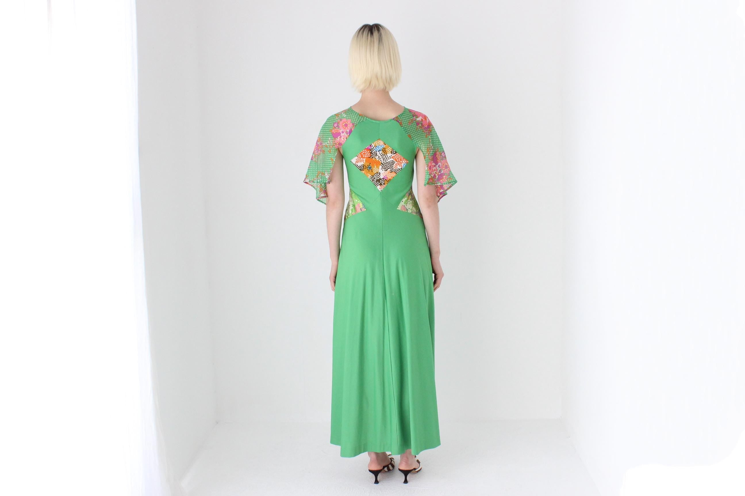 1970s French Vintage Heavenly Lime Maxi