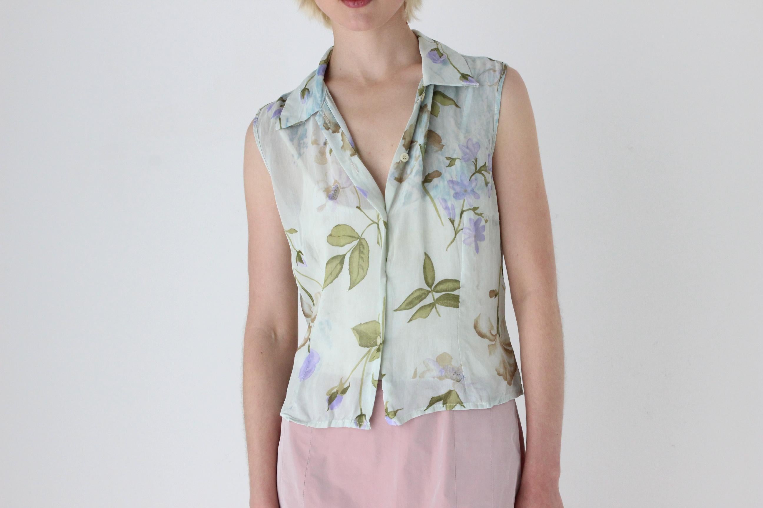 90s Italian Pastel Floral Vest Top