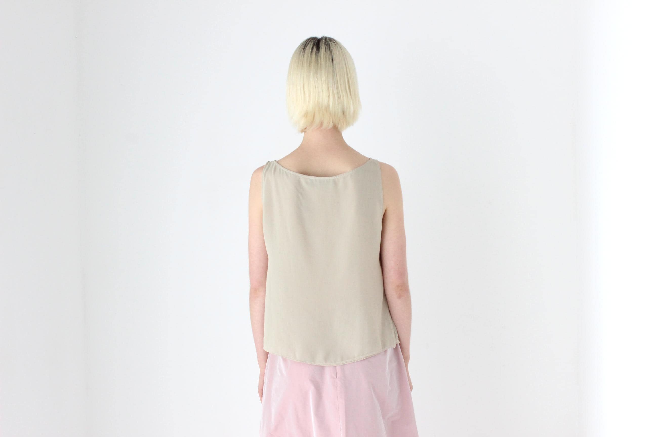 90s Relaxed, Neutral Floaty Layered Tank Top