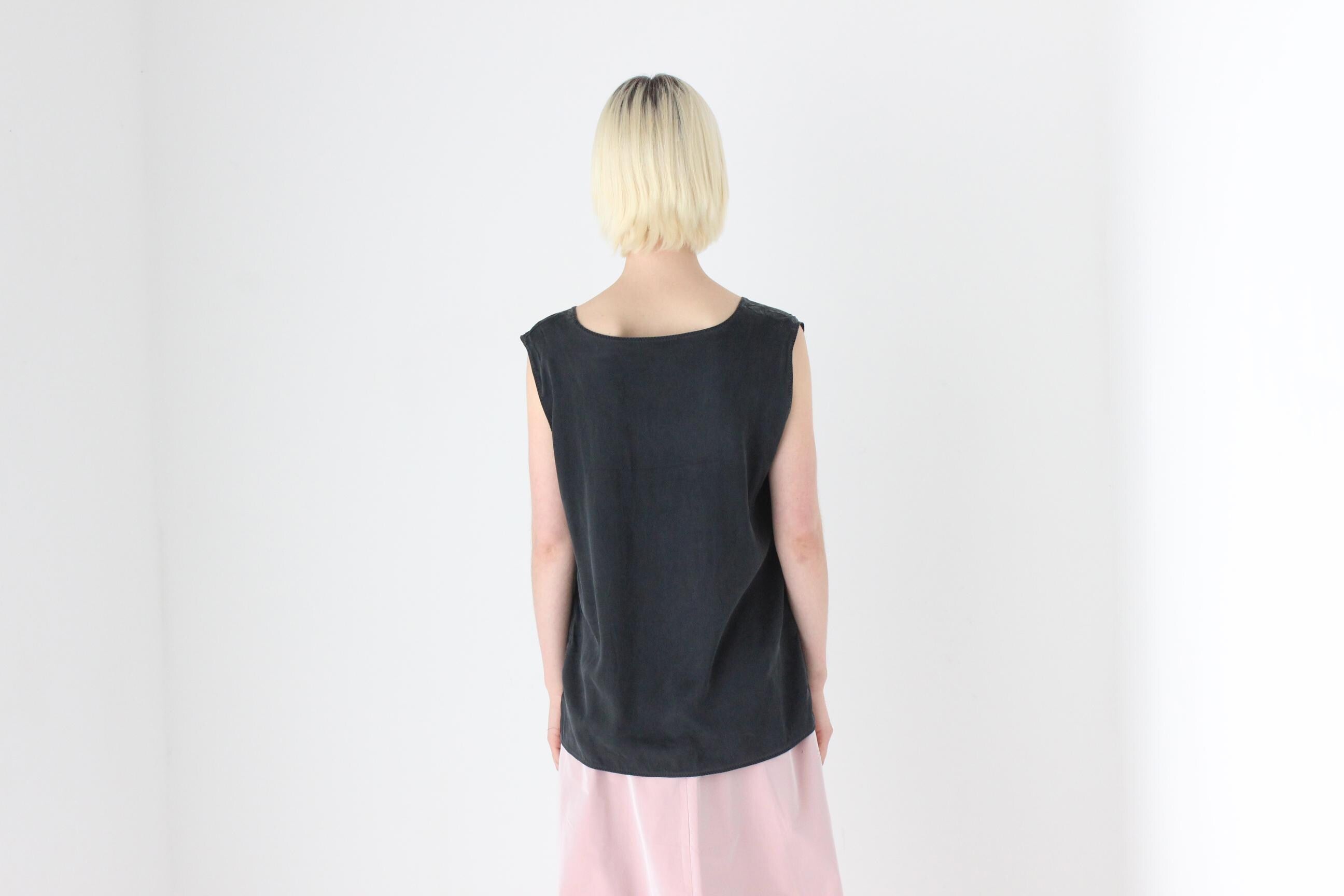 90s Pure Silk Relaxed Sleeveless Tank Top