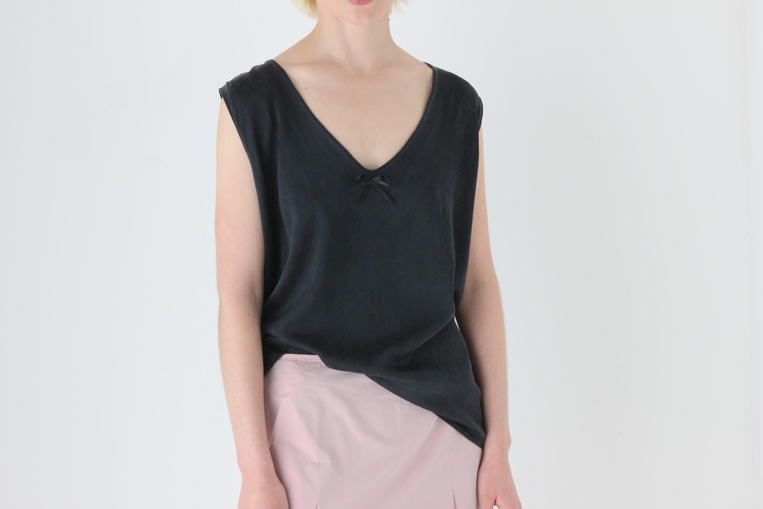 90s Pure Silk Relaxed Sleeveless Tank Top