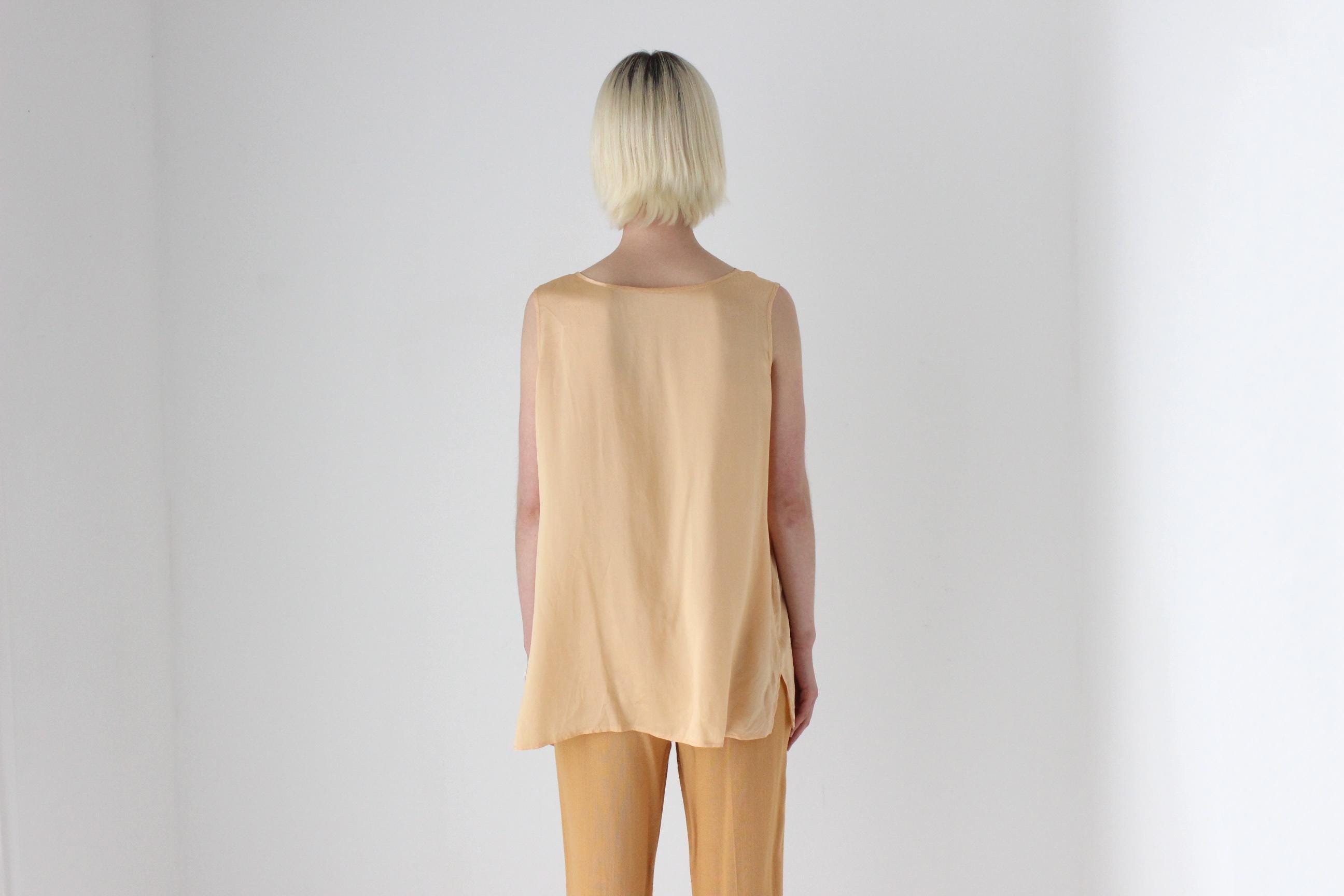 80s Featherweight Peach Silk Top