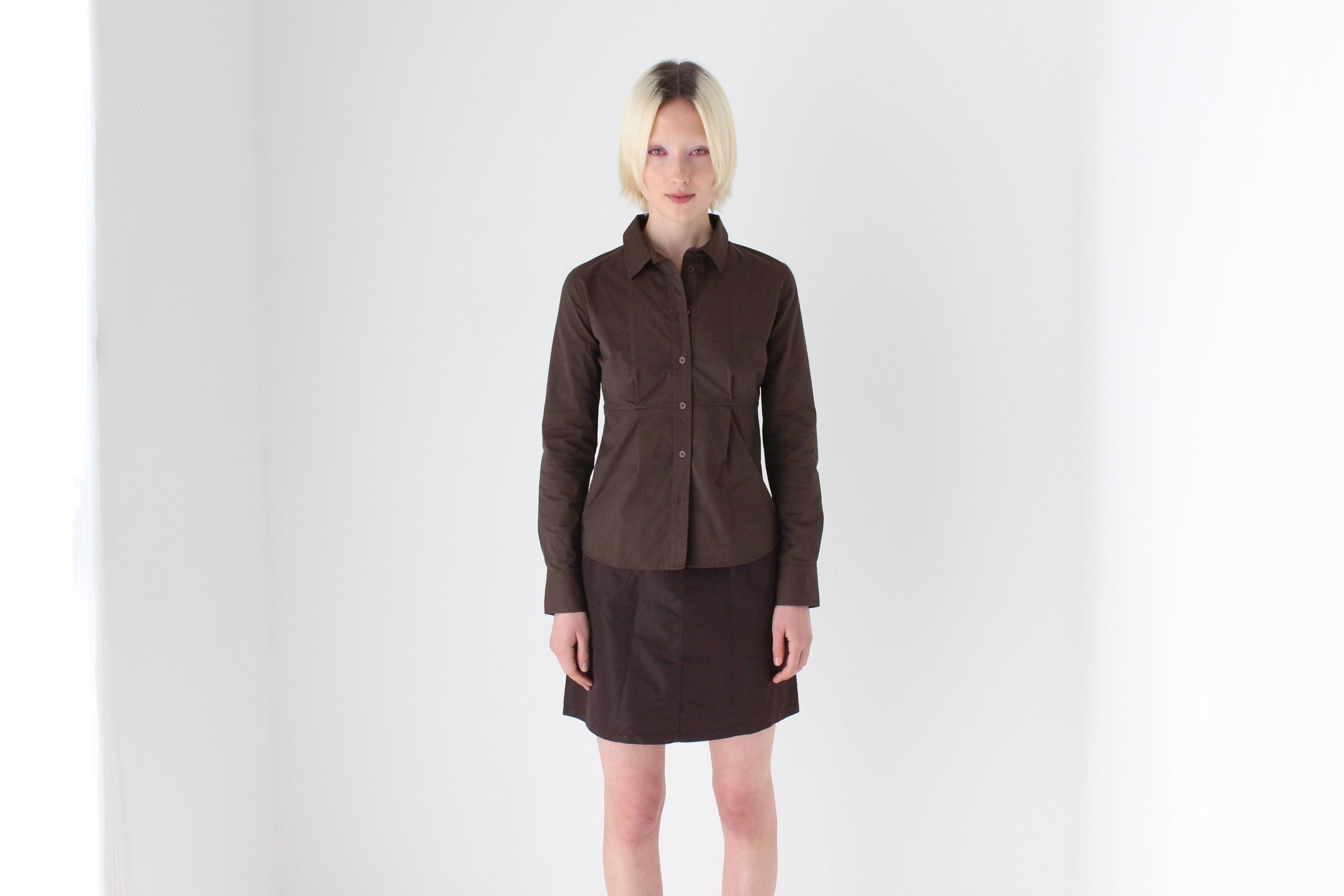 90s Chocolate Nylon Mini Skirt by Stefanel