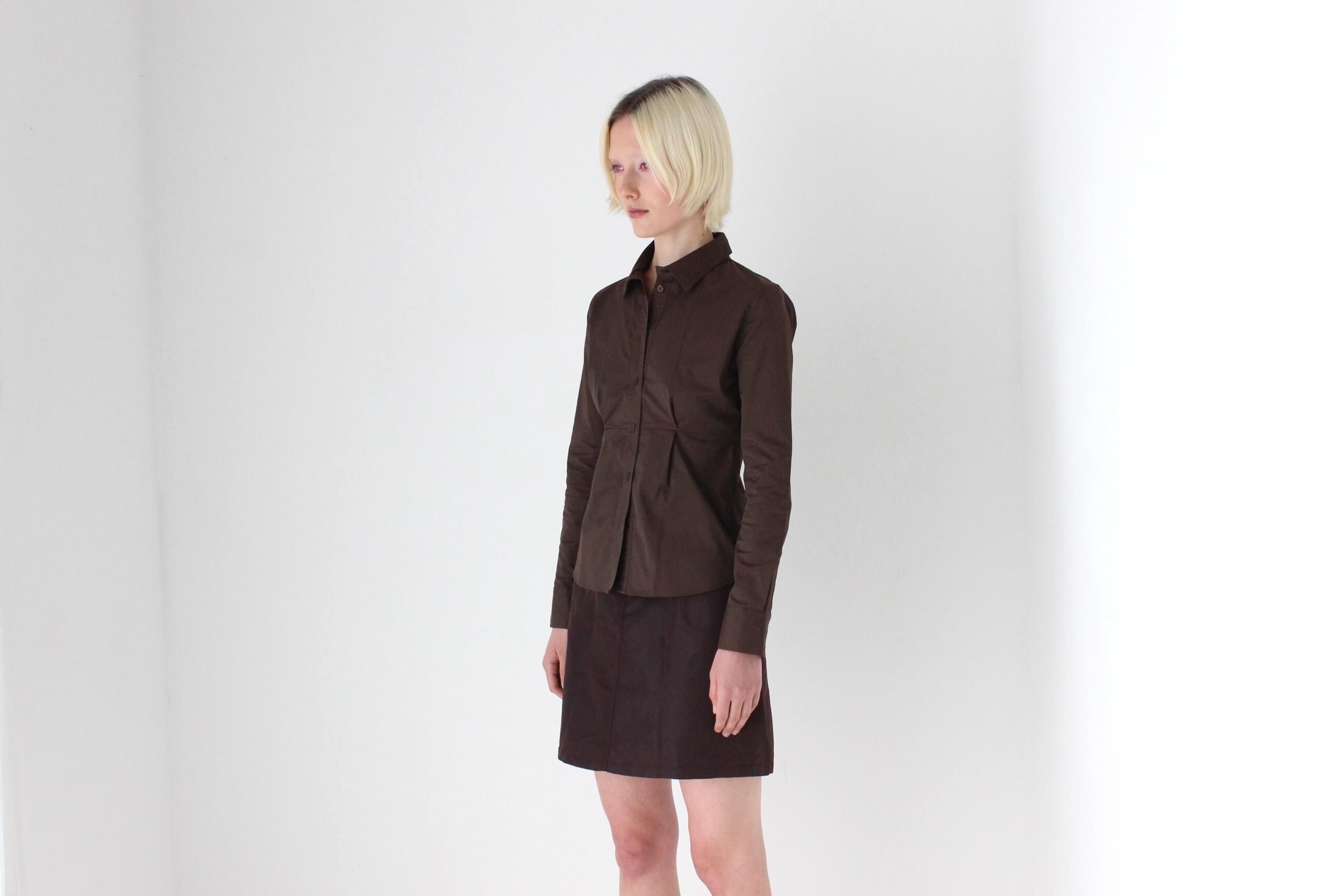 90s Chocolate Nylon Mini Skirt by Stefanel