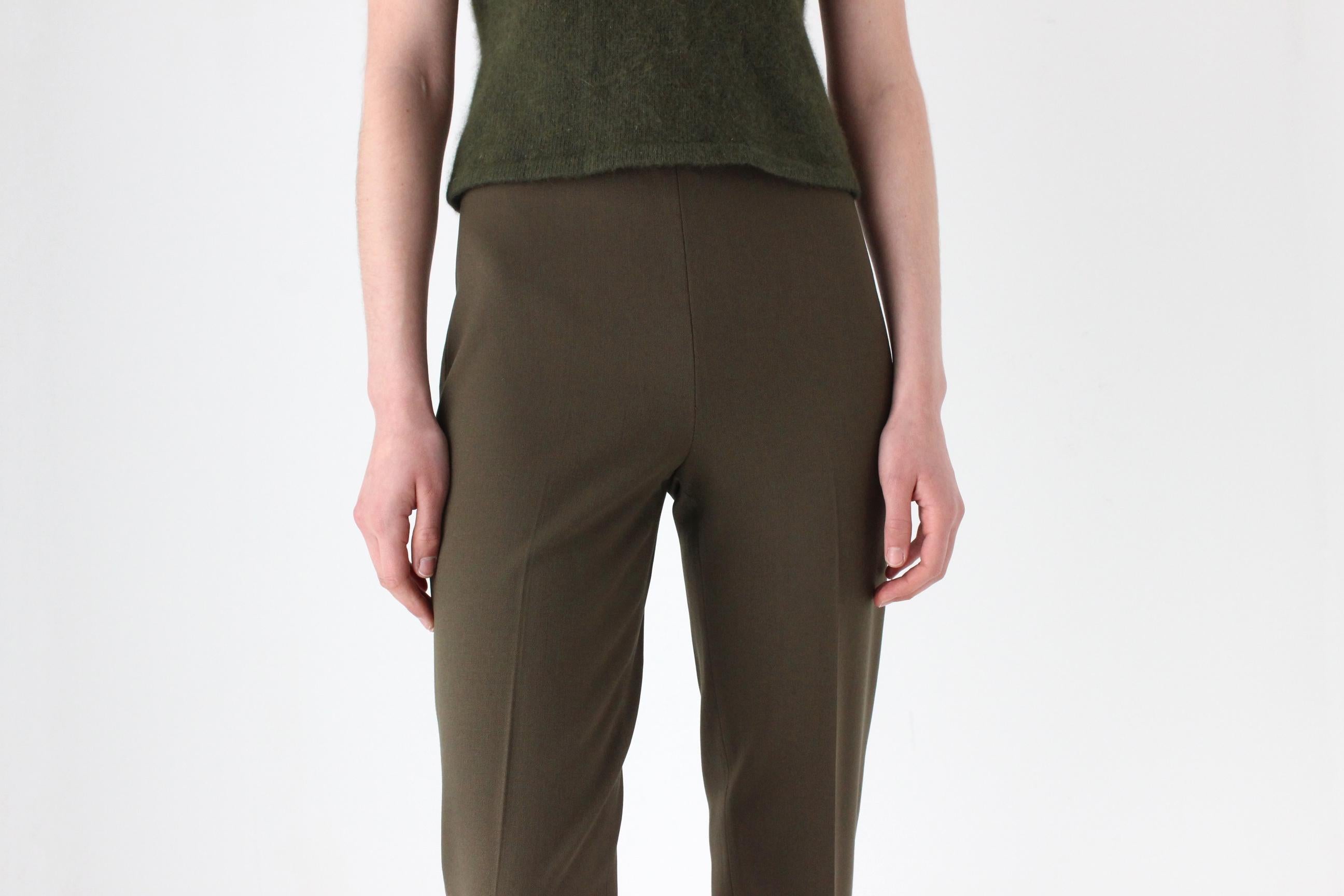 2000s Prada Vintage Wool Blend Olive Trousers