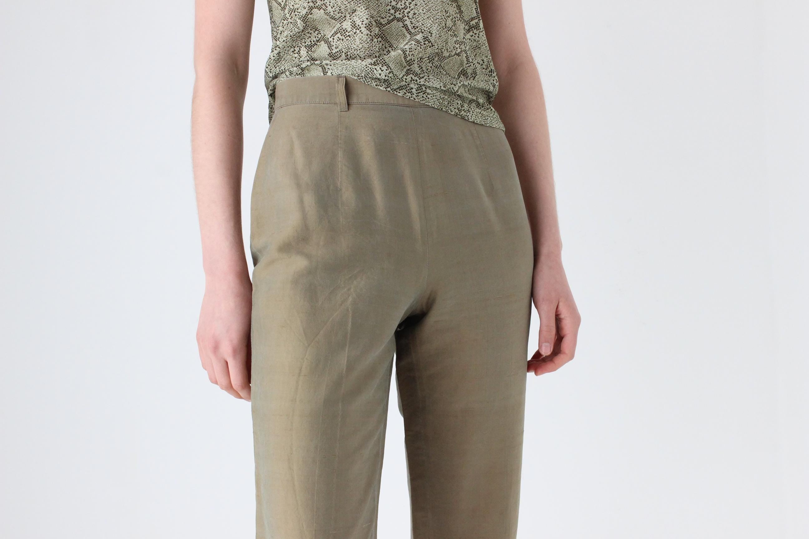 80s Italian Vintage Raw Silk Trousers