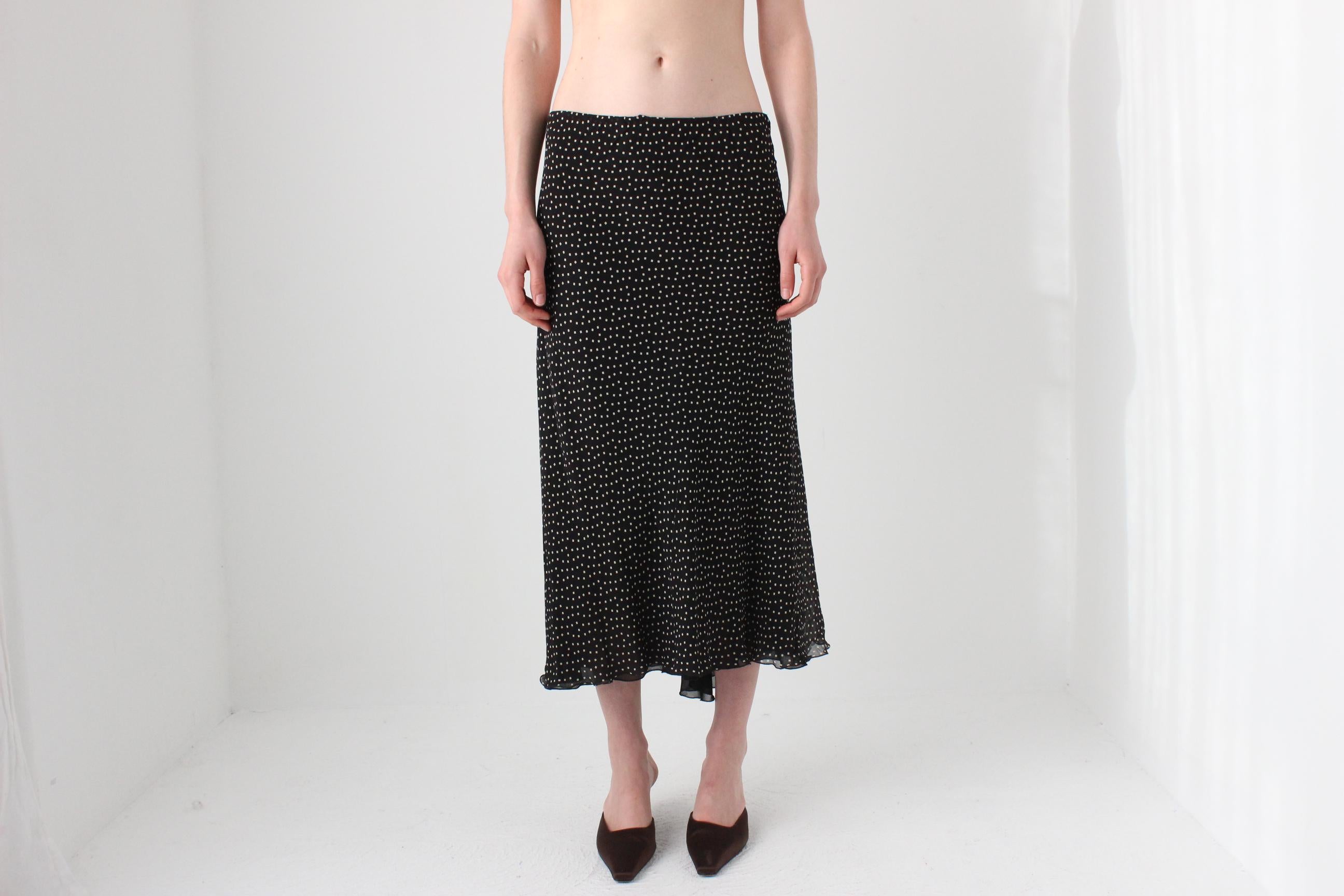 90s Pure Silk Bias Cut Skirt