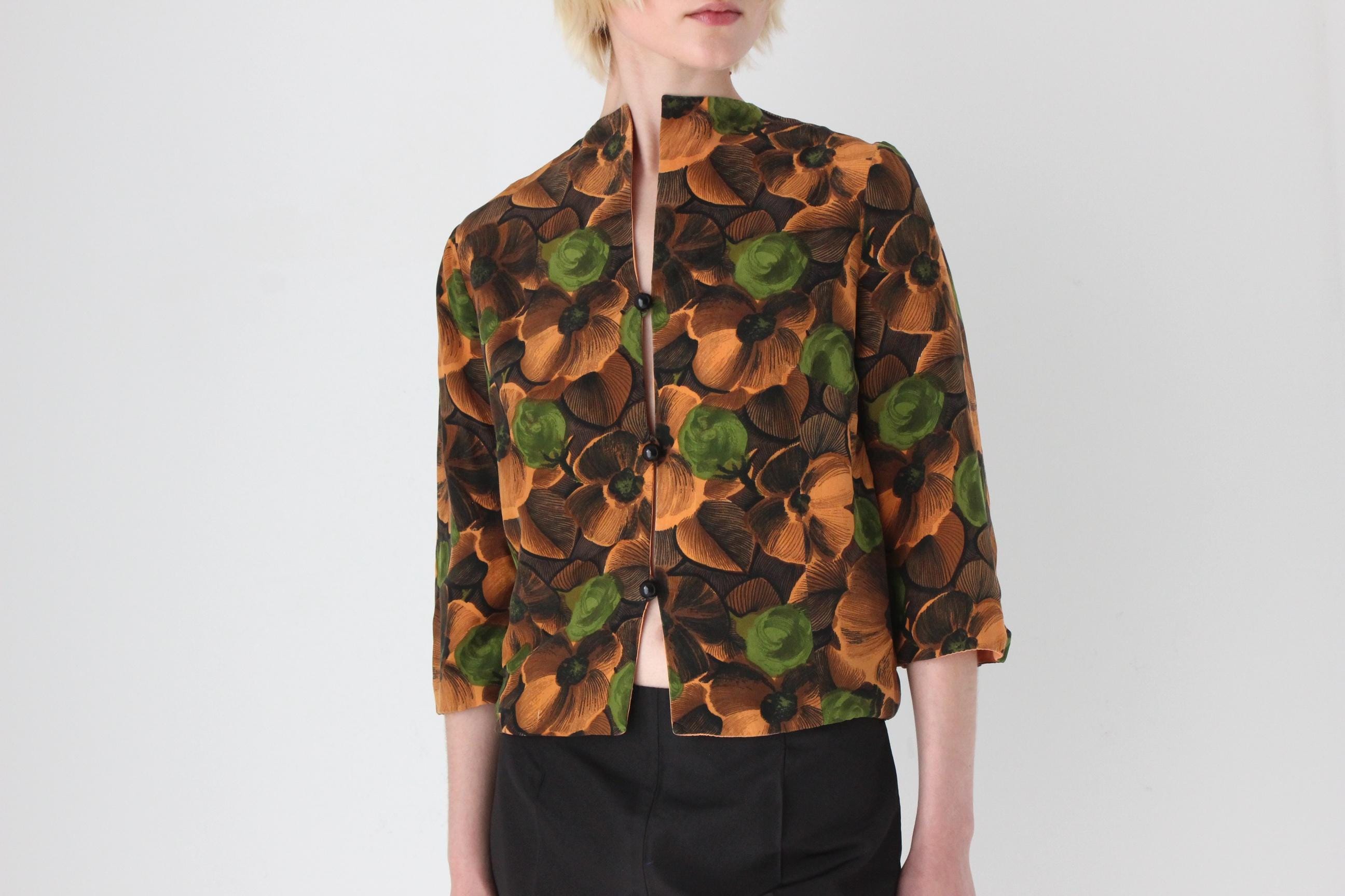 1960s Italian Vintage Silk Floral Opera Top