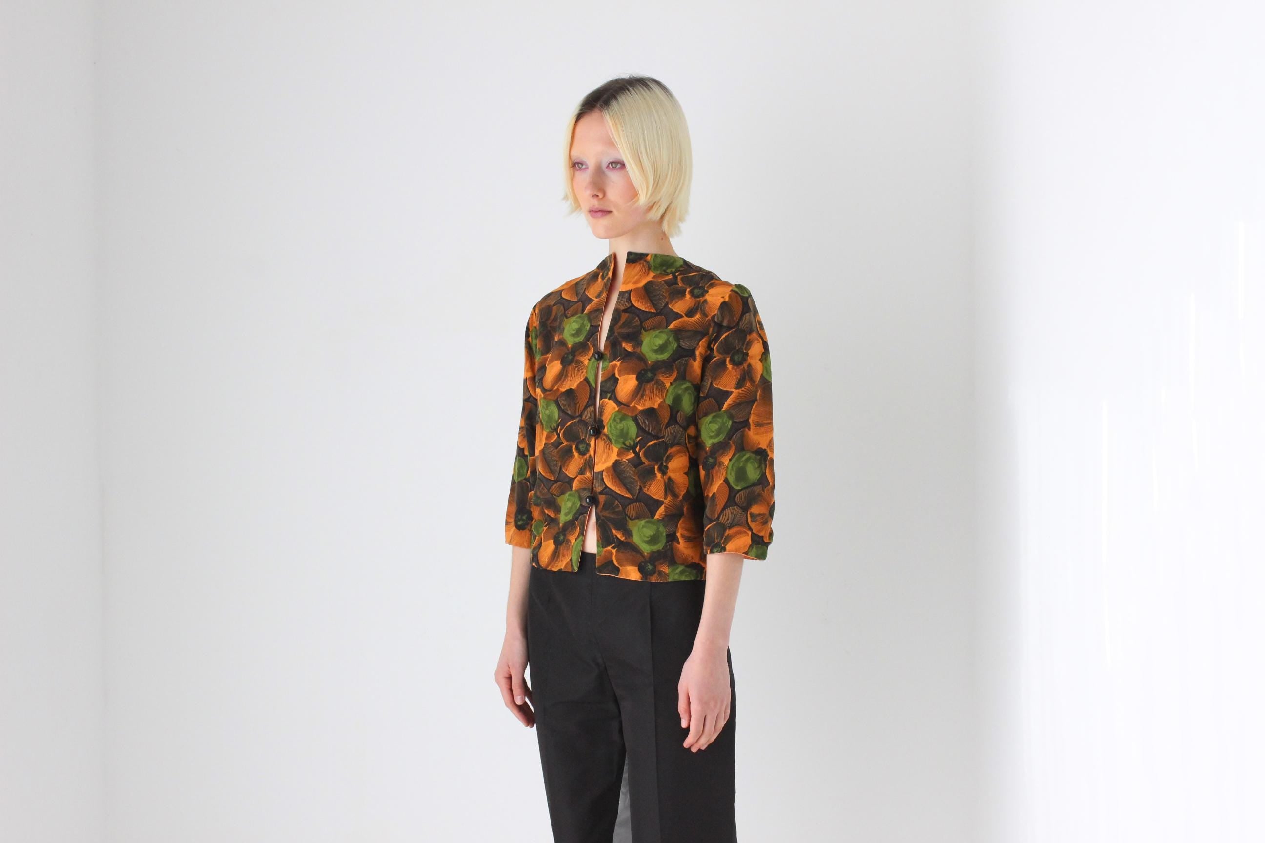 1960s Italian Vintage Silk Floral Opera Top