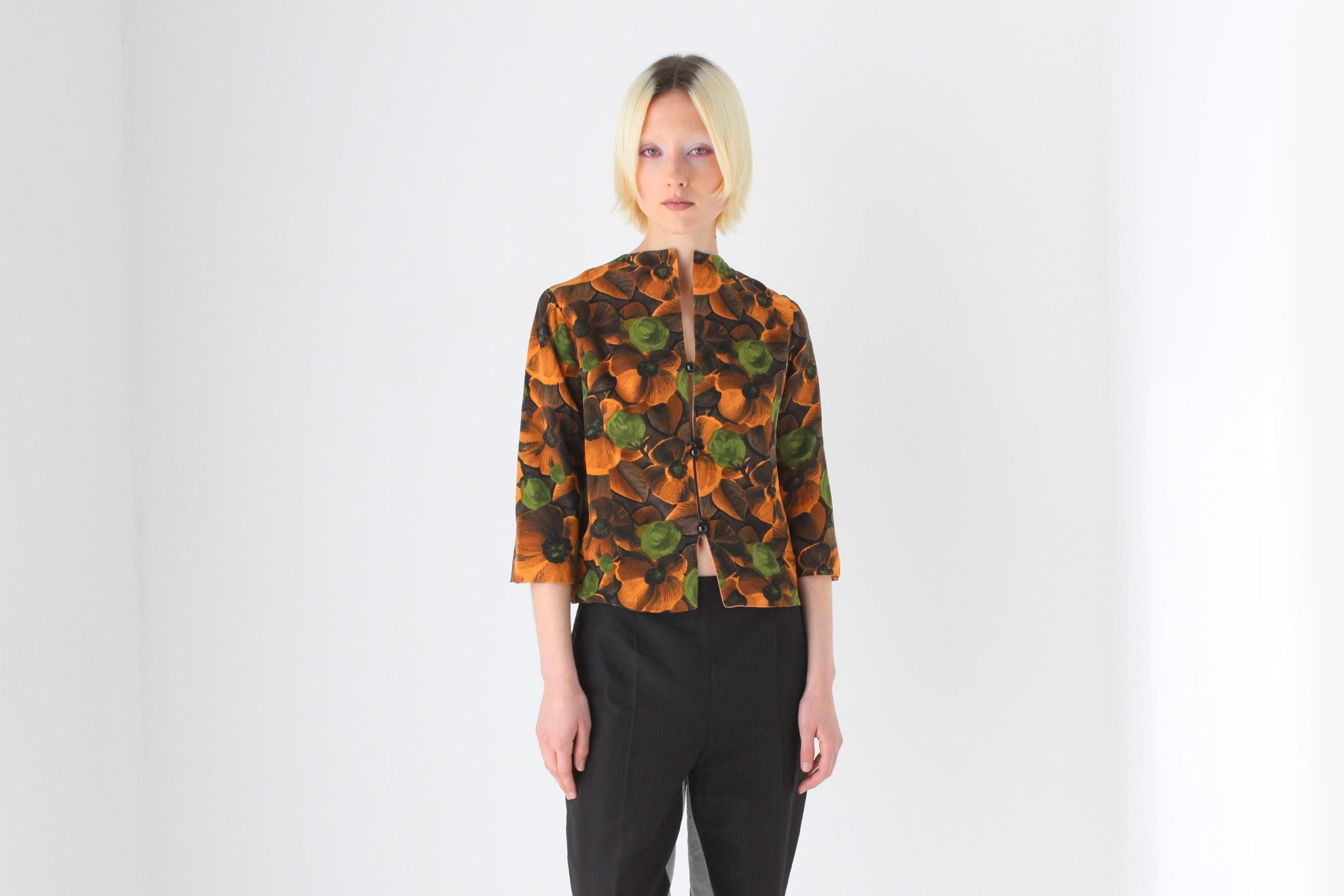 1960s Italian Vintage Silk Floral Opera Top