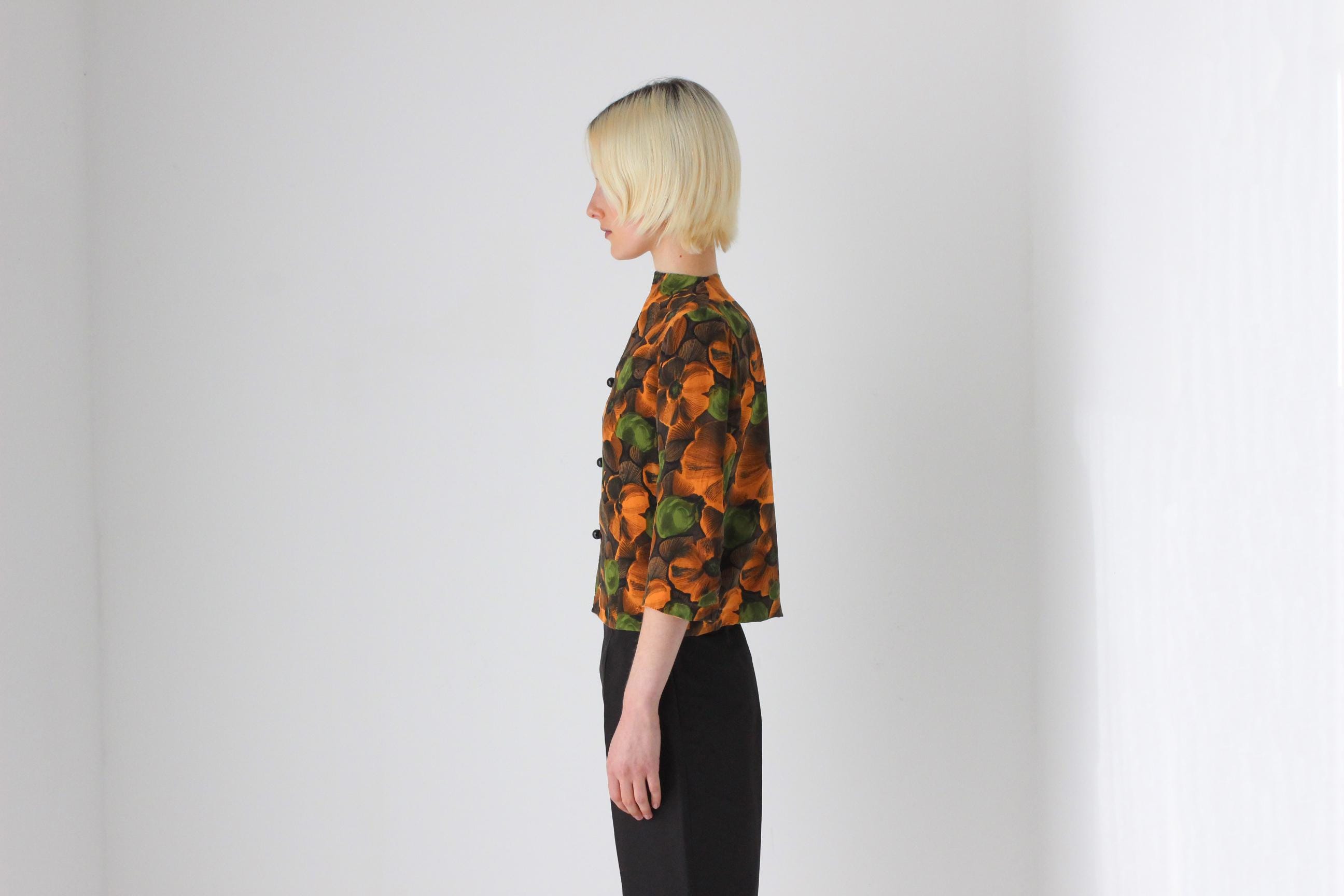 1960s Italian Vintage Silk Floral Opera Top