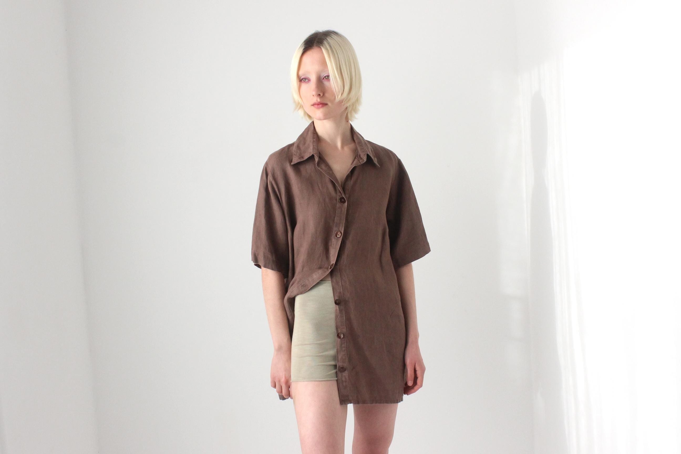 90s Italian Linen Quality Boxy Shirt