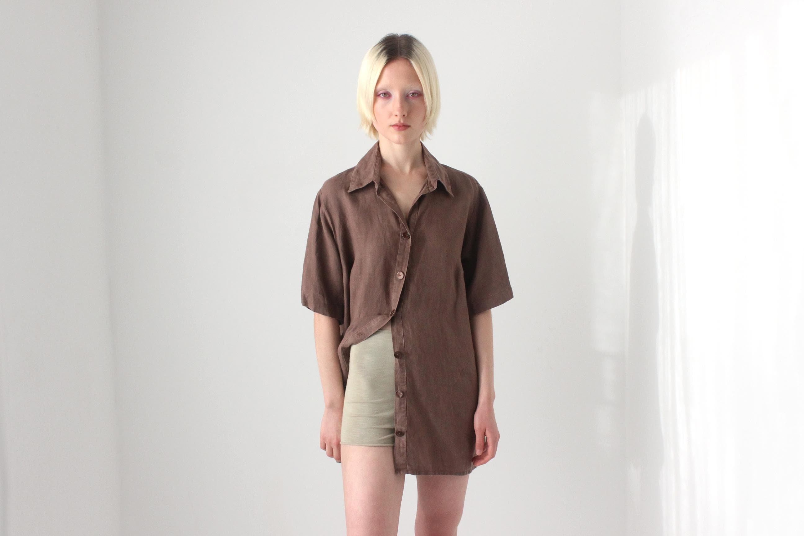 90s Italian Linen Quality Boxy Shirt