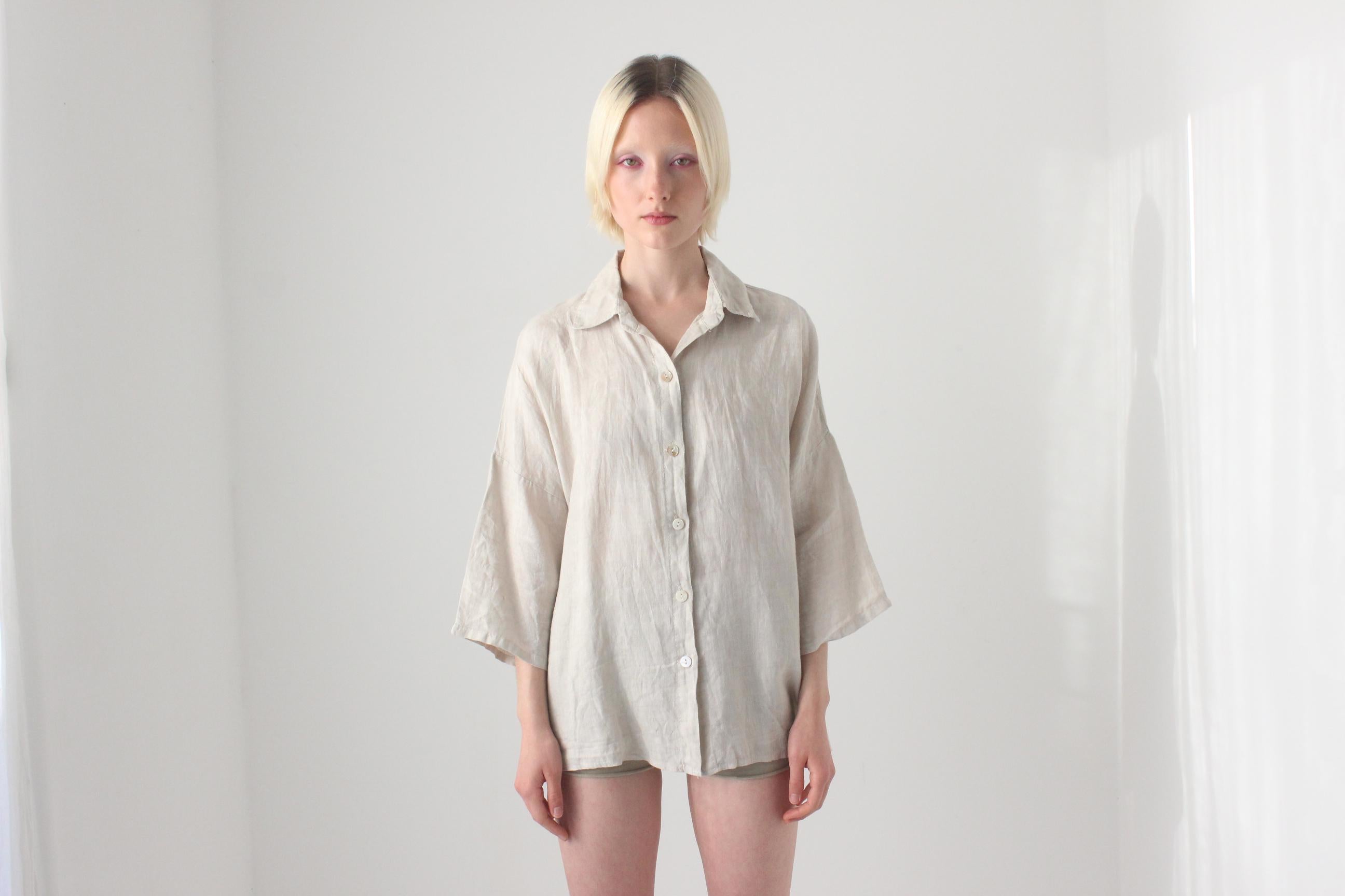 2000s Easy Wearing Italian Linen Shirt