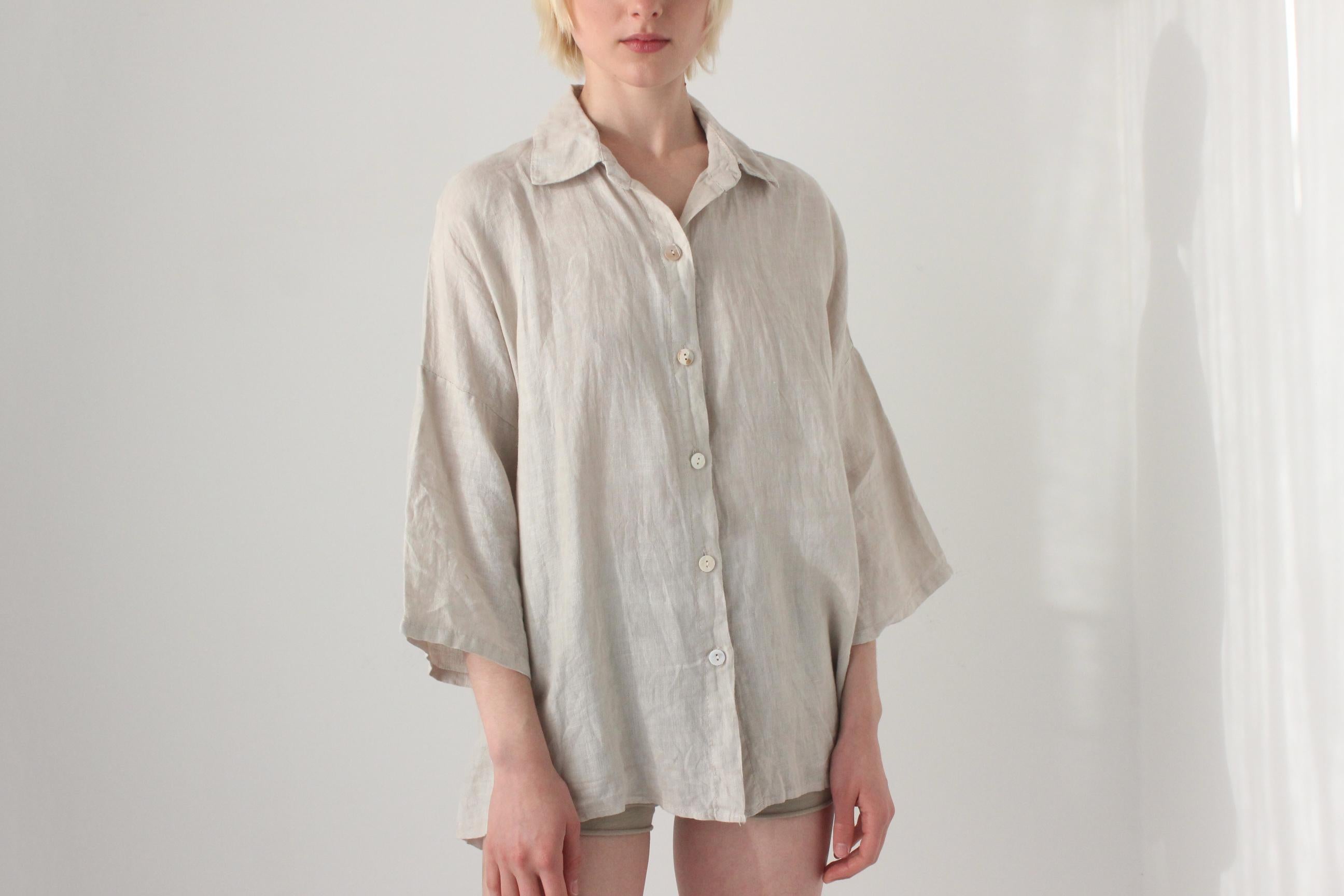 2000s Easy Wearing Italian Linen Shirt