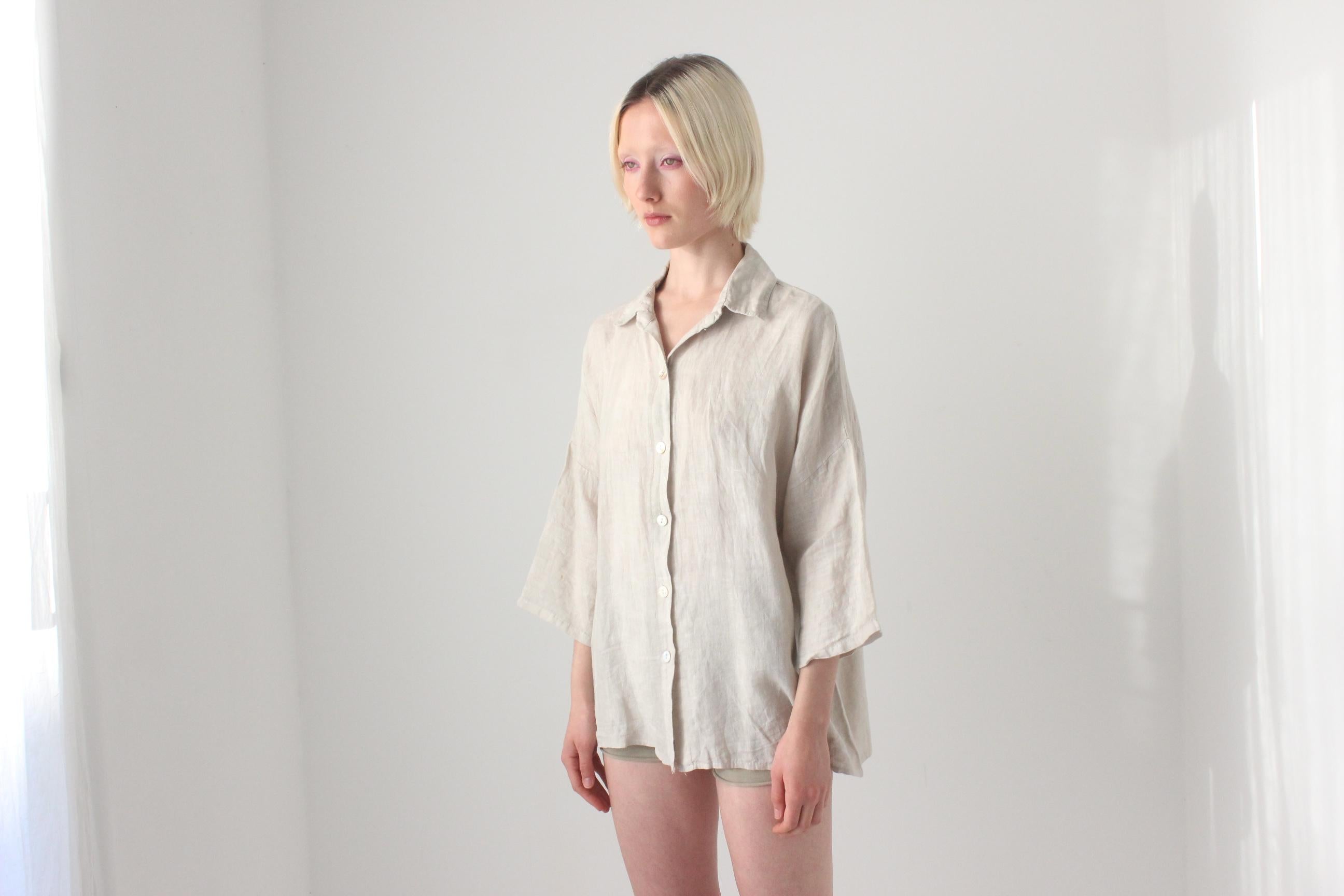 2000s Easy Wearing Italian Linen Shirt