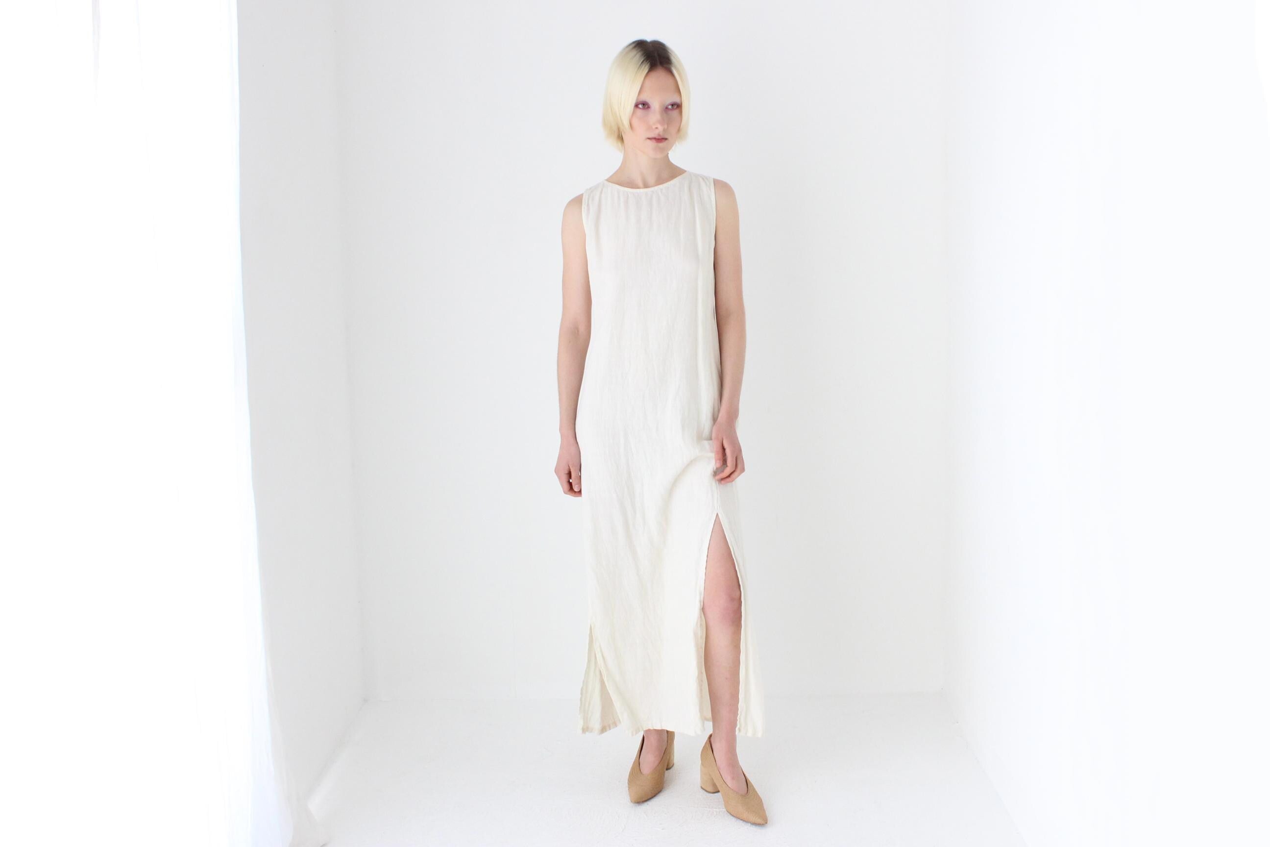 90s Soft Italian Linen Relaxed Sheath Dress