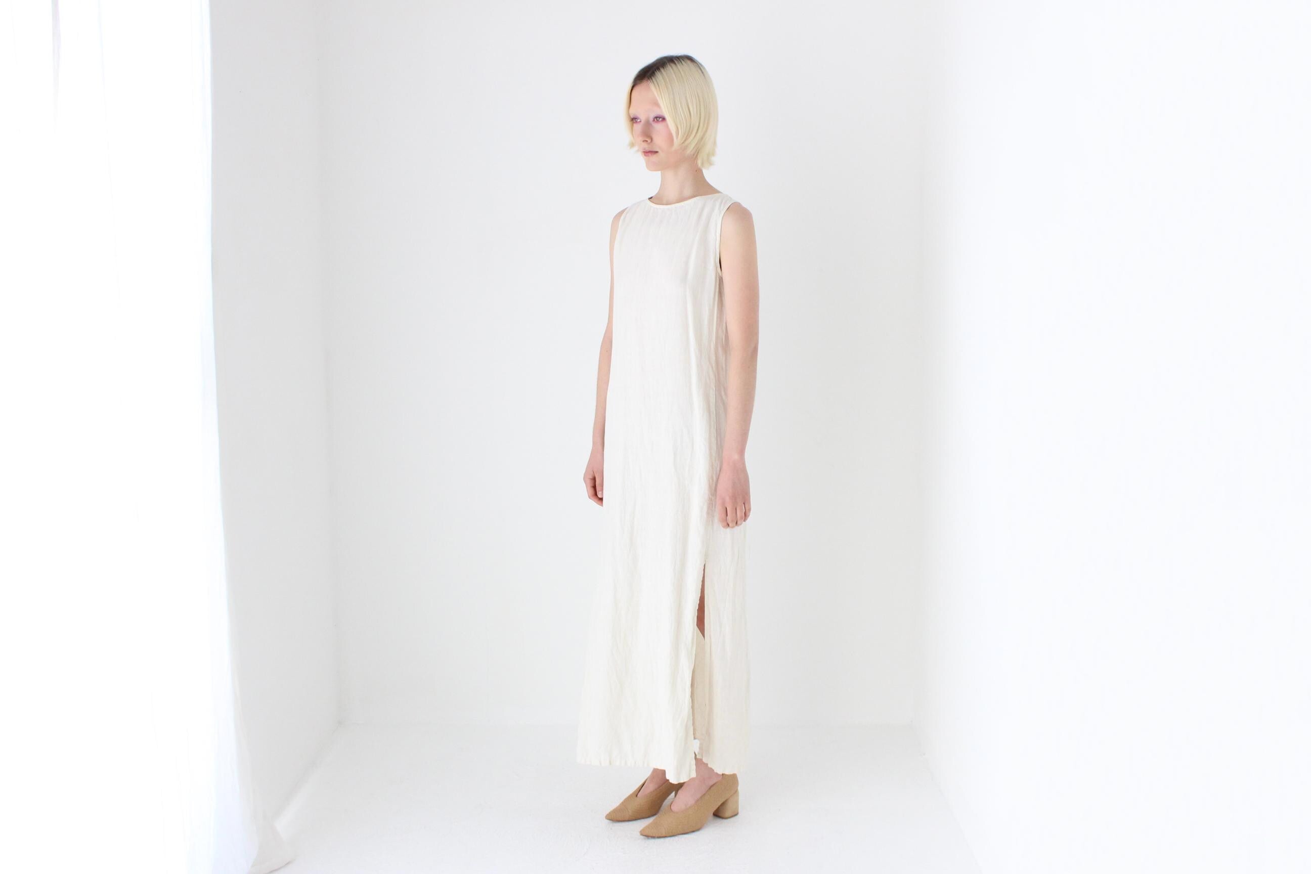 90s Soft Italian Linen Relaxed Sheath Dress