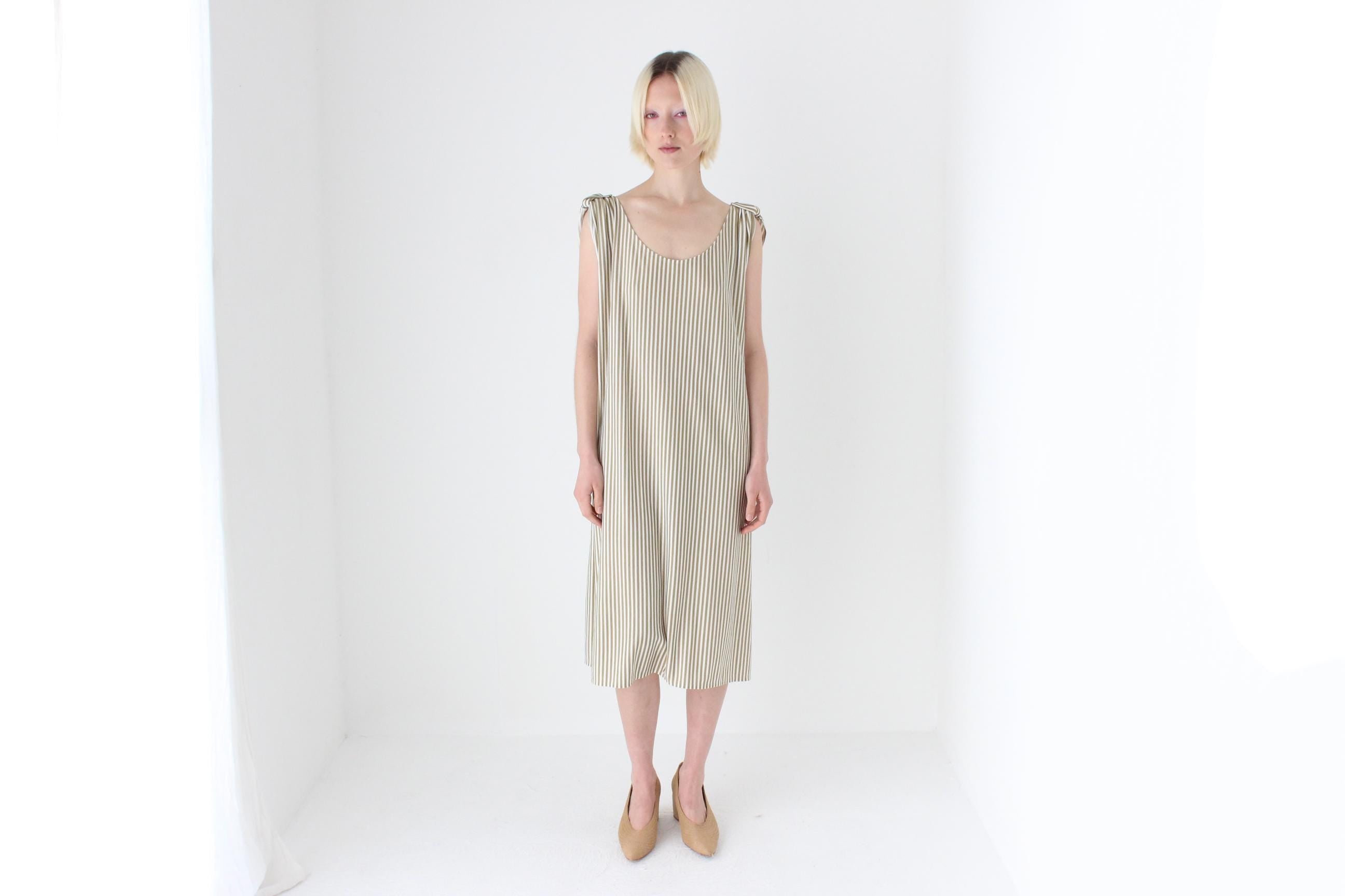 80s Neutral Stripe Relaxed Dress