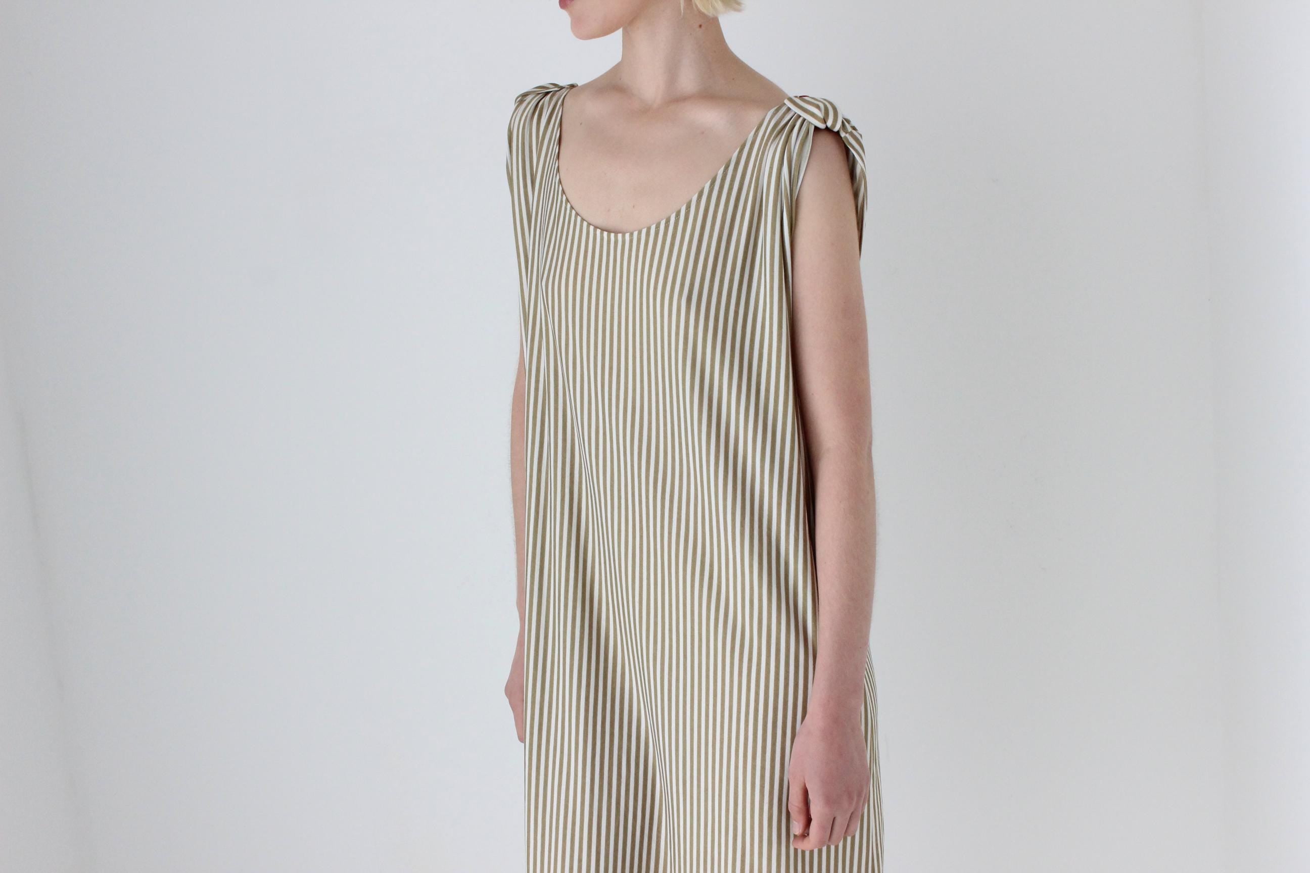 80s Neutral Stripe Relaxed Dress