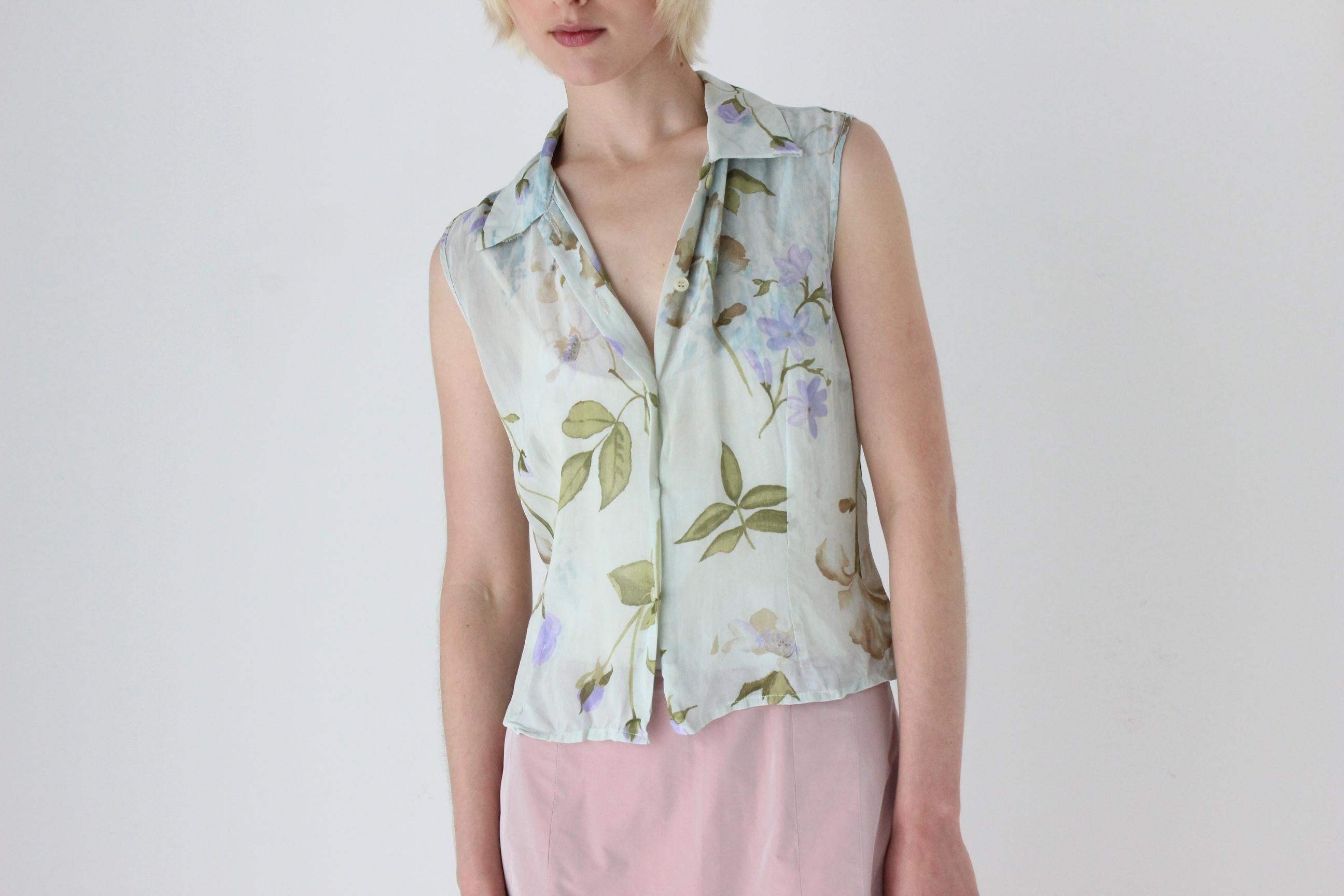 90s Italian Pastel Floral Vest Top