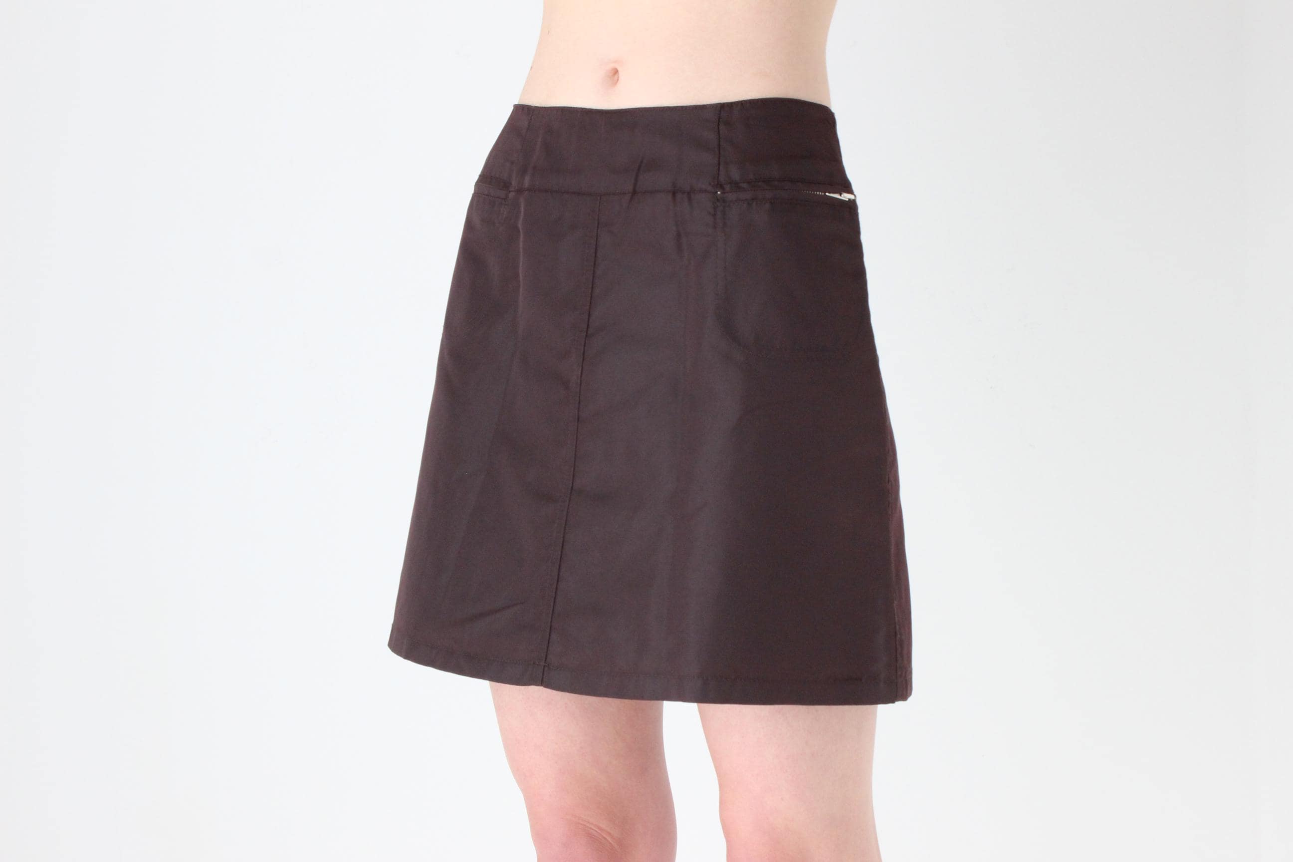 90s Chocolate Nylon Mini Skirt by Stefanel