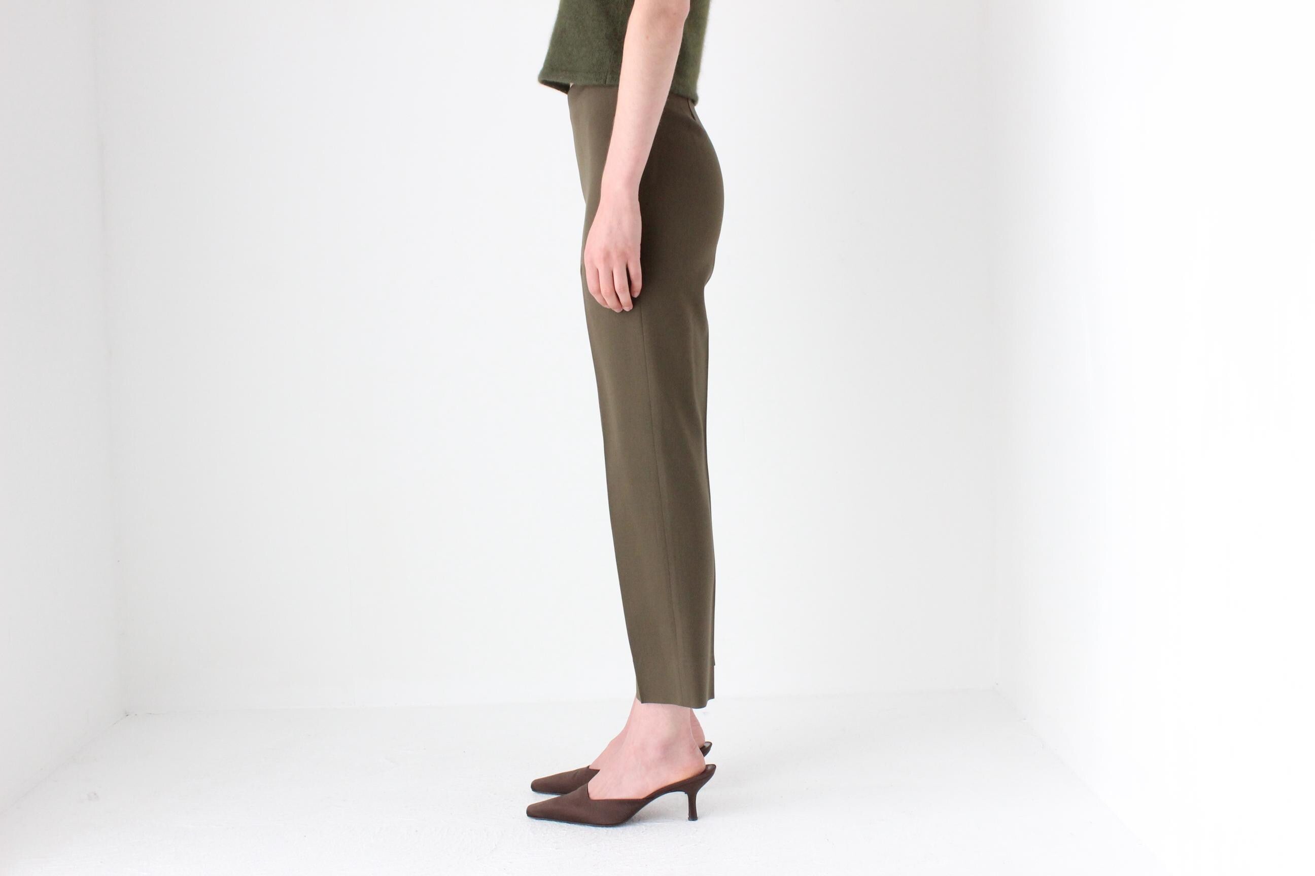 2000s Prada Vintage Wool Blend Olive Trousers