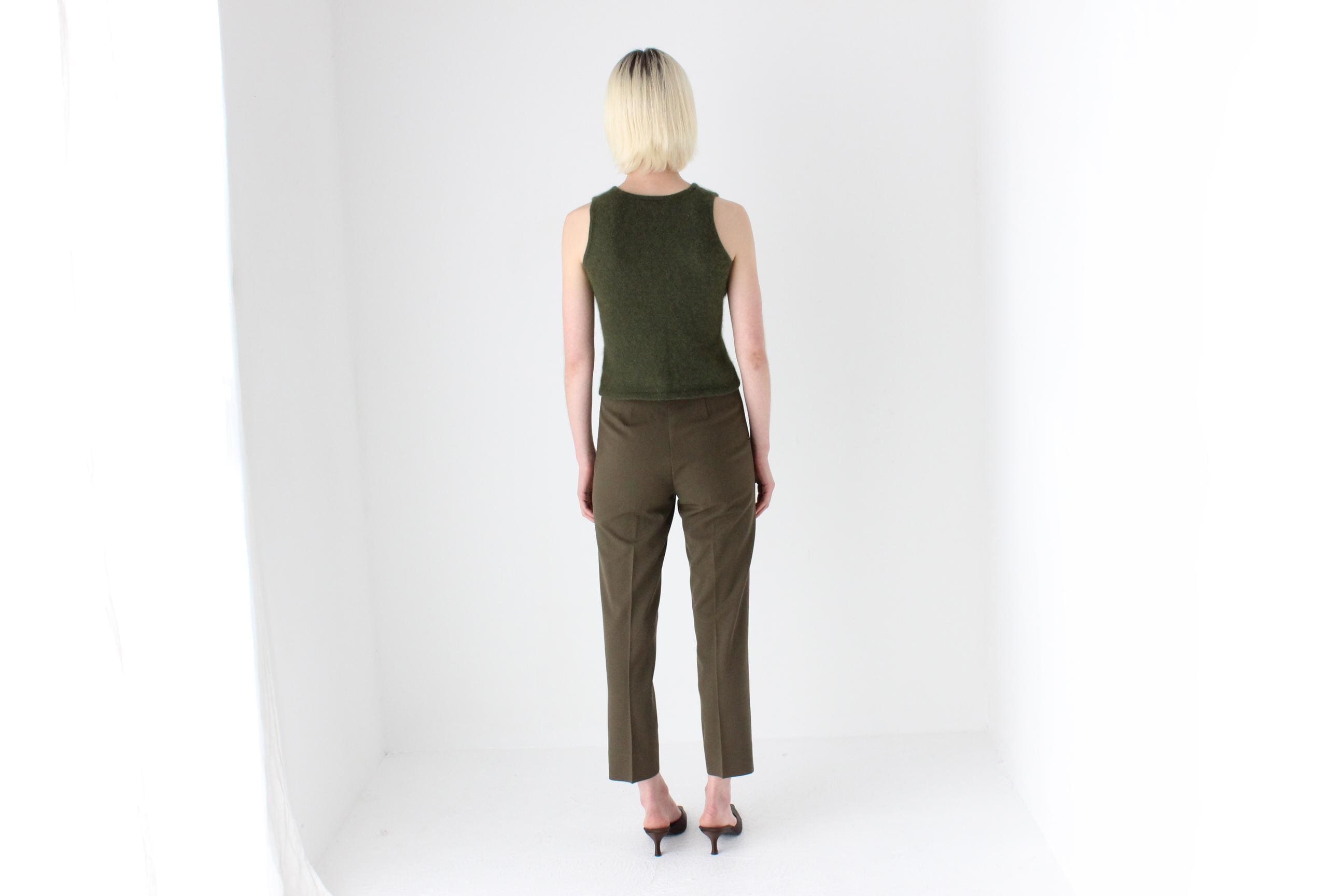 2000s Prada Vintage Wool Blend Olive Trousers