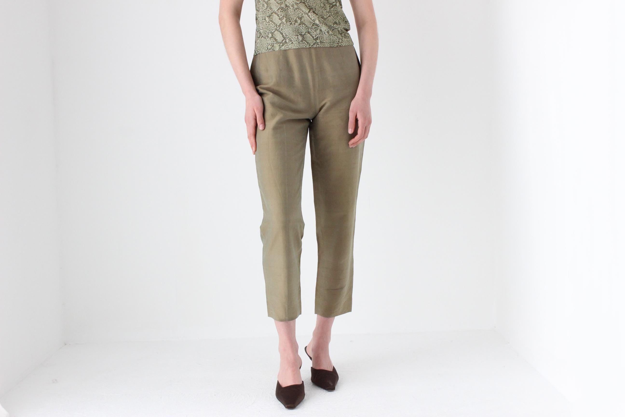 80s Italian Vintage Raw Silk Trousers