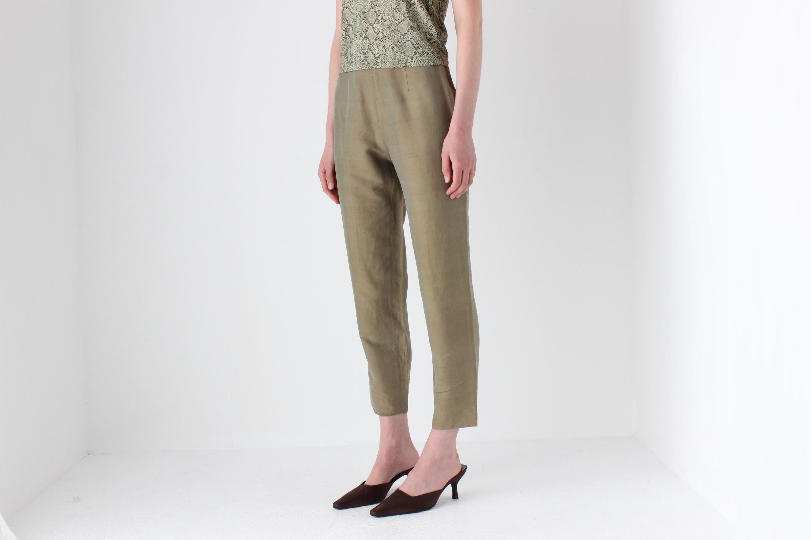 80s Italian Vintage Raw Silk Trousers