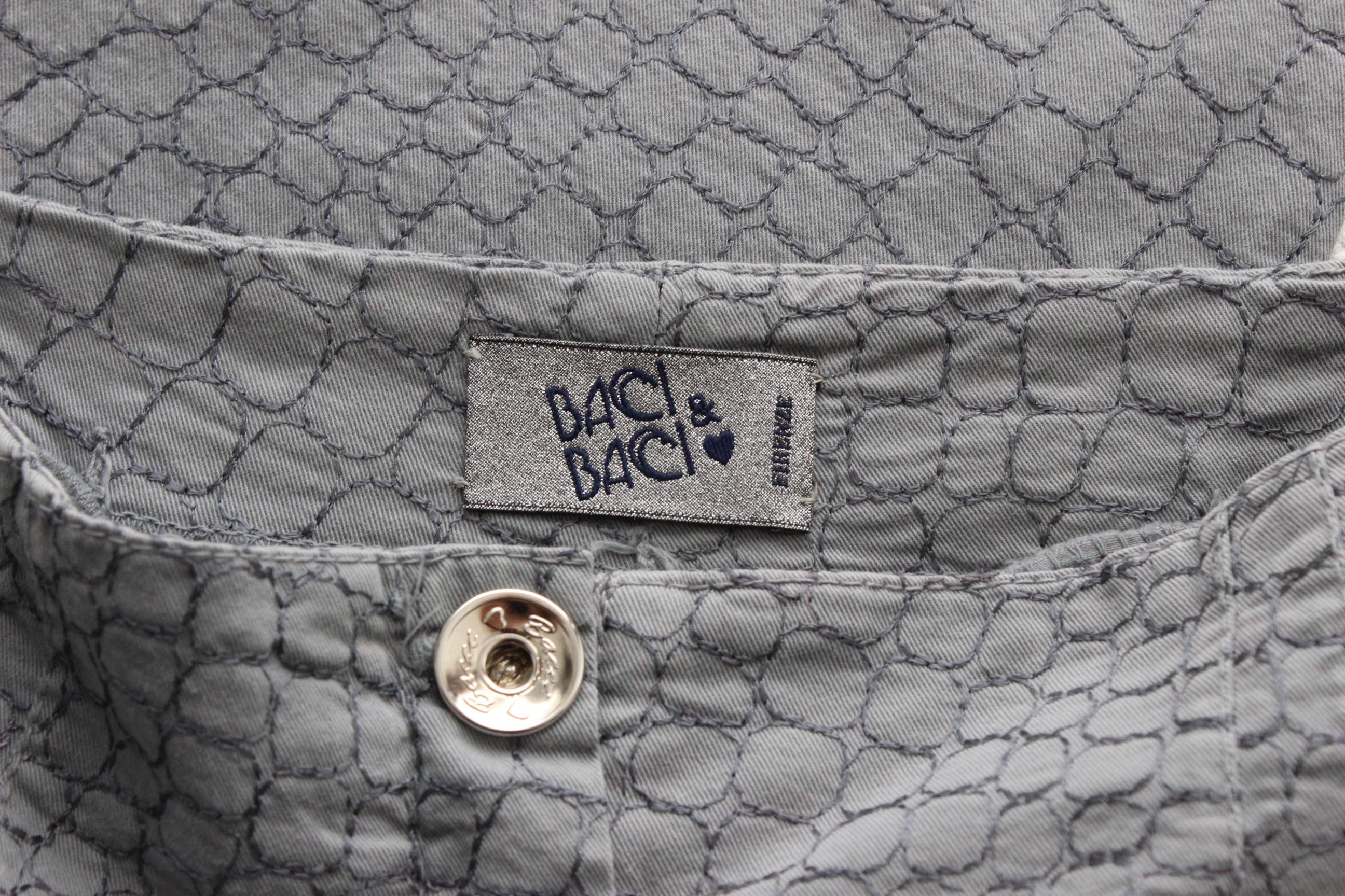 90s 'Baci Baci' Firenze Mock Croc Embroidered Texture Jeans