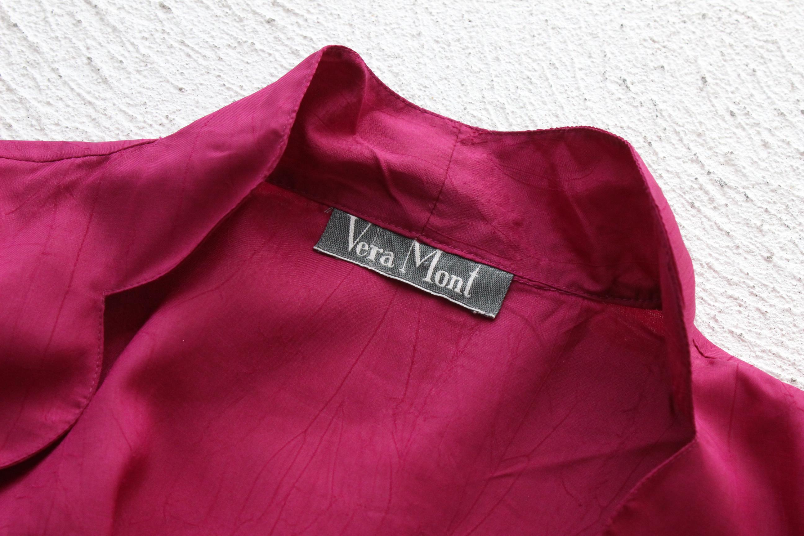 80s Vera Mont Tulle Flamenco Sleeve Taffeta Top