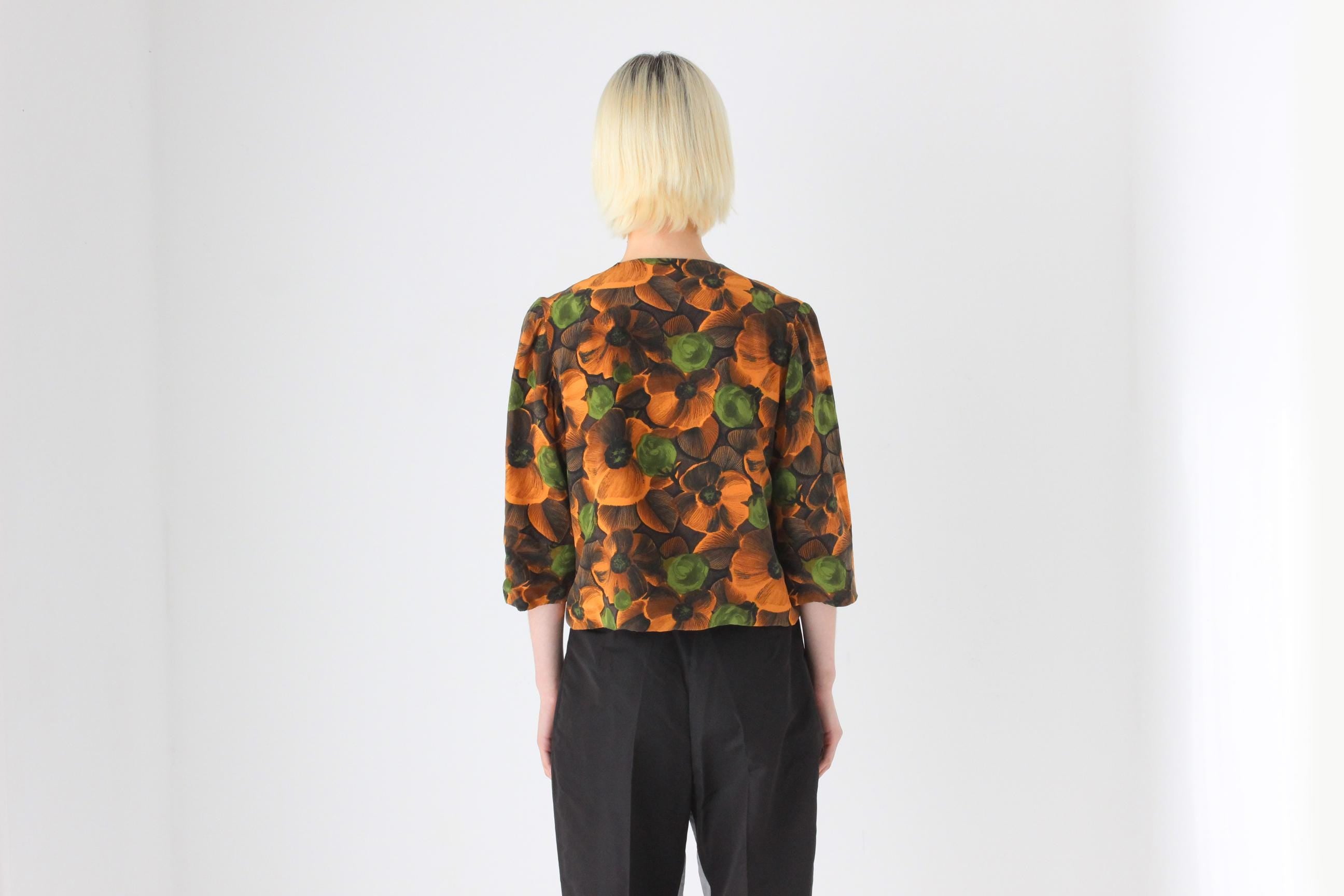 1960s Italian Vintage Silk Floral Opera Top