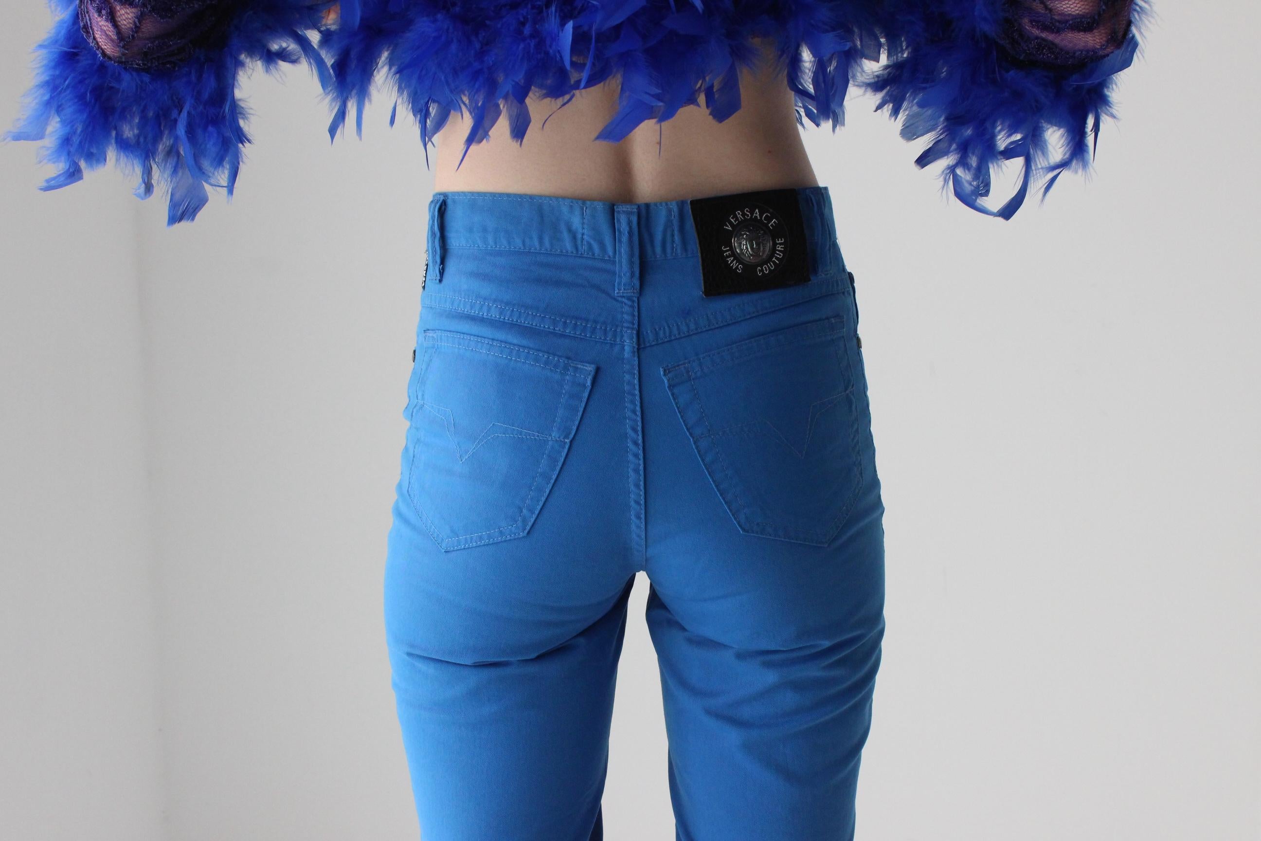 80s VERSACE Cobalt Blue Jeans w/ Medusa Badge