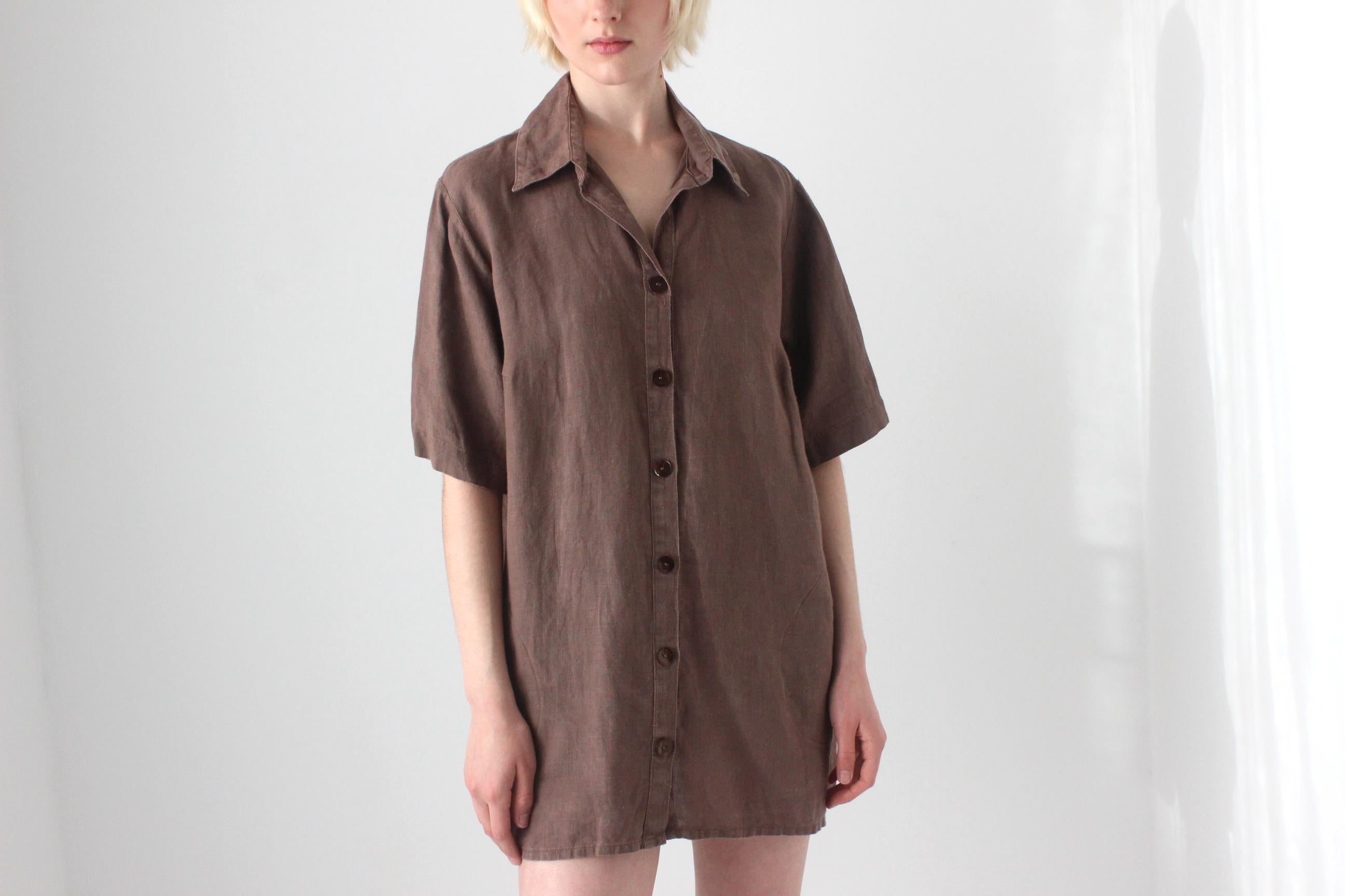 90s Italian Linen Quality Boxy Shirt