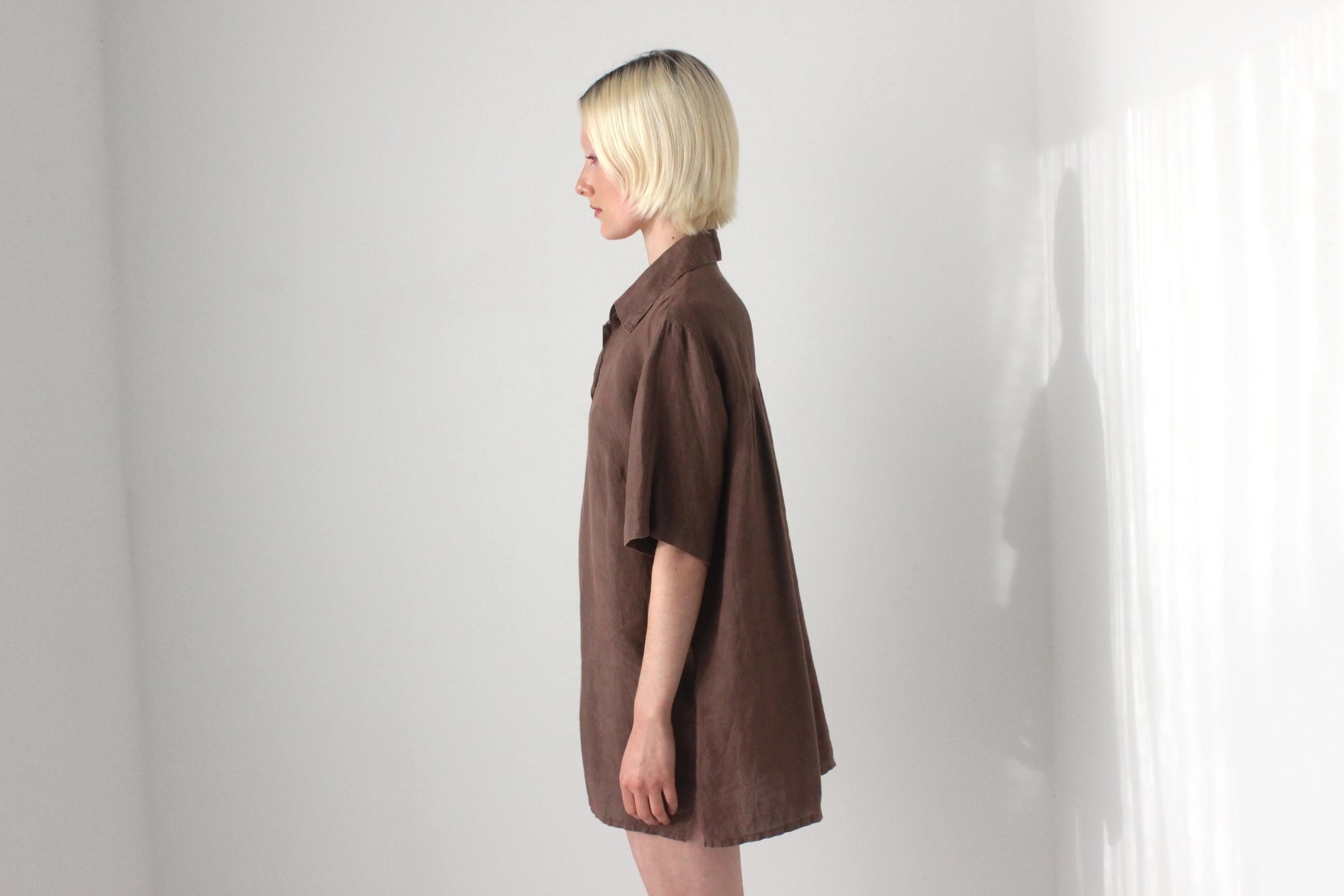 90s Italian Linen Quality Boxy Shirt