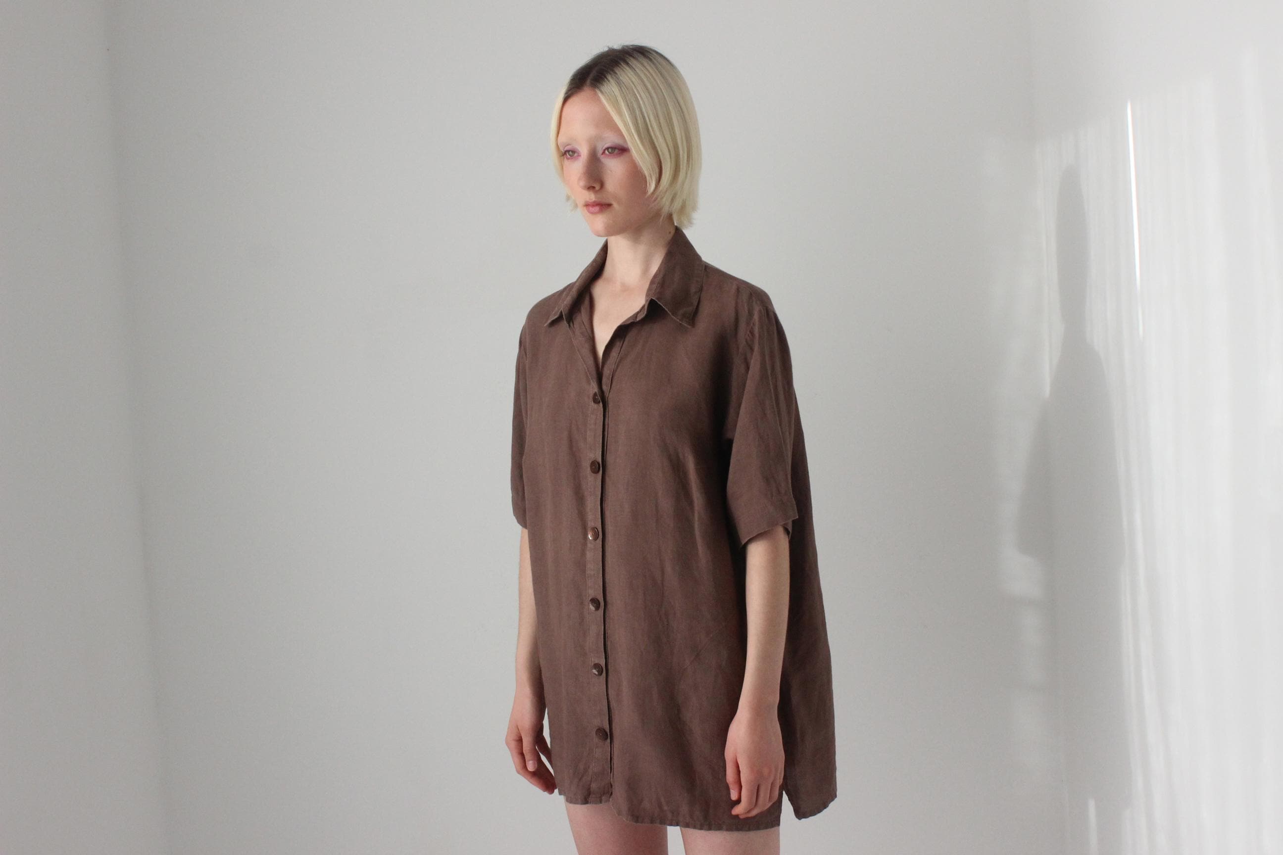 90s Italian Linen Quality Boxy Shirt