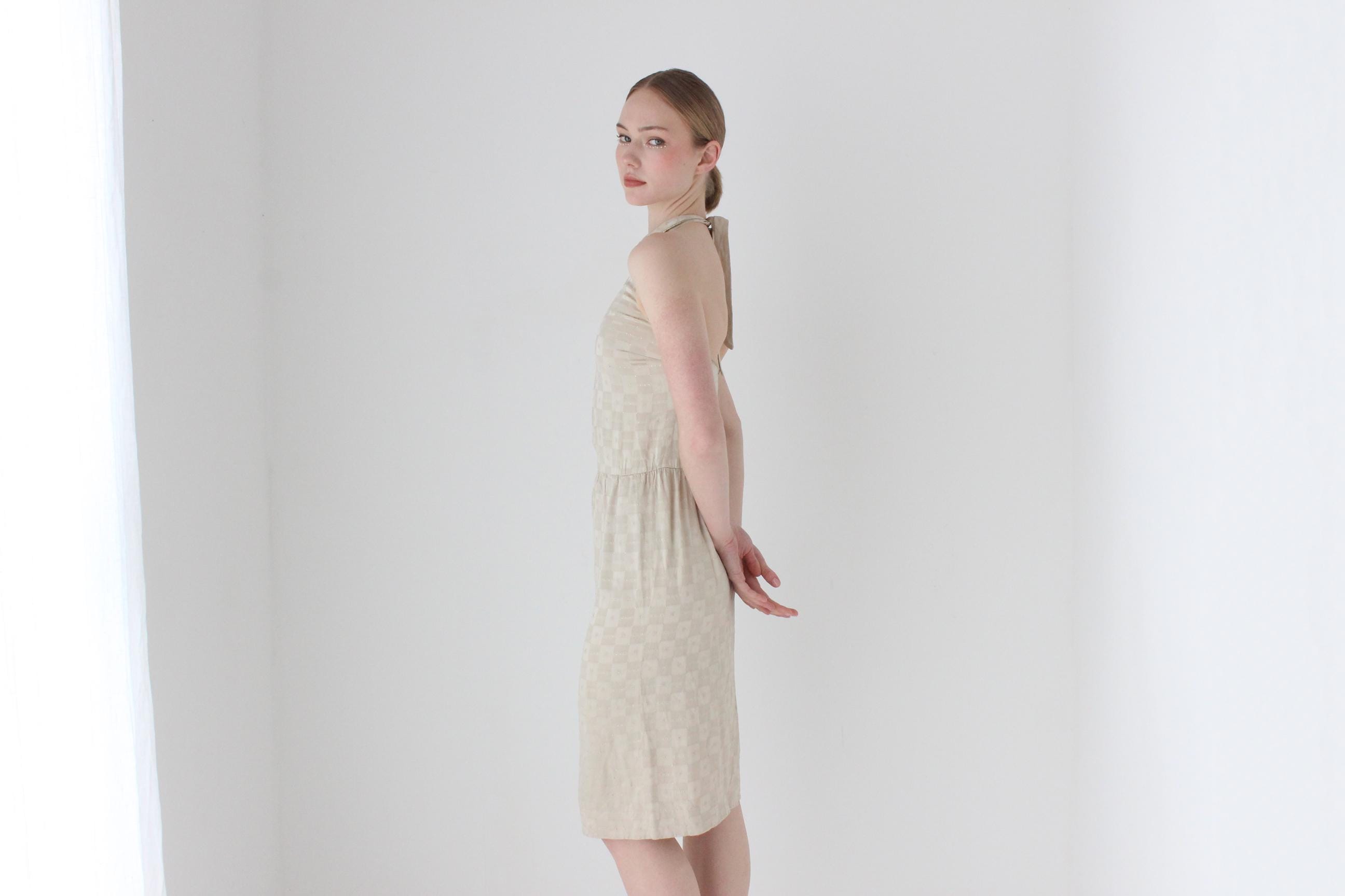 1970s Australian Designer COVERS Neutral Halter Dress