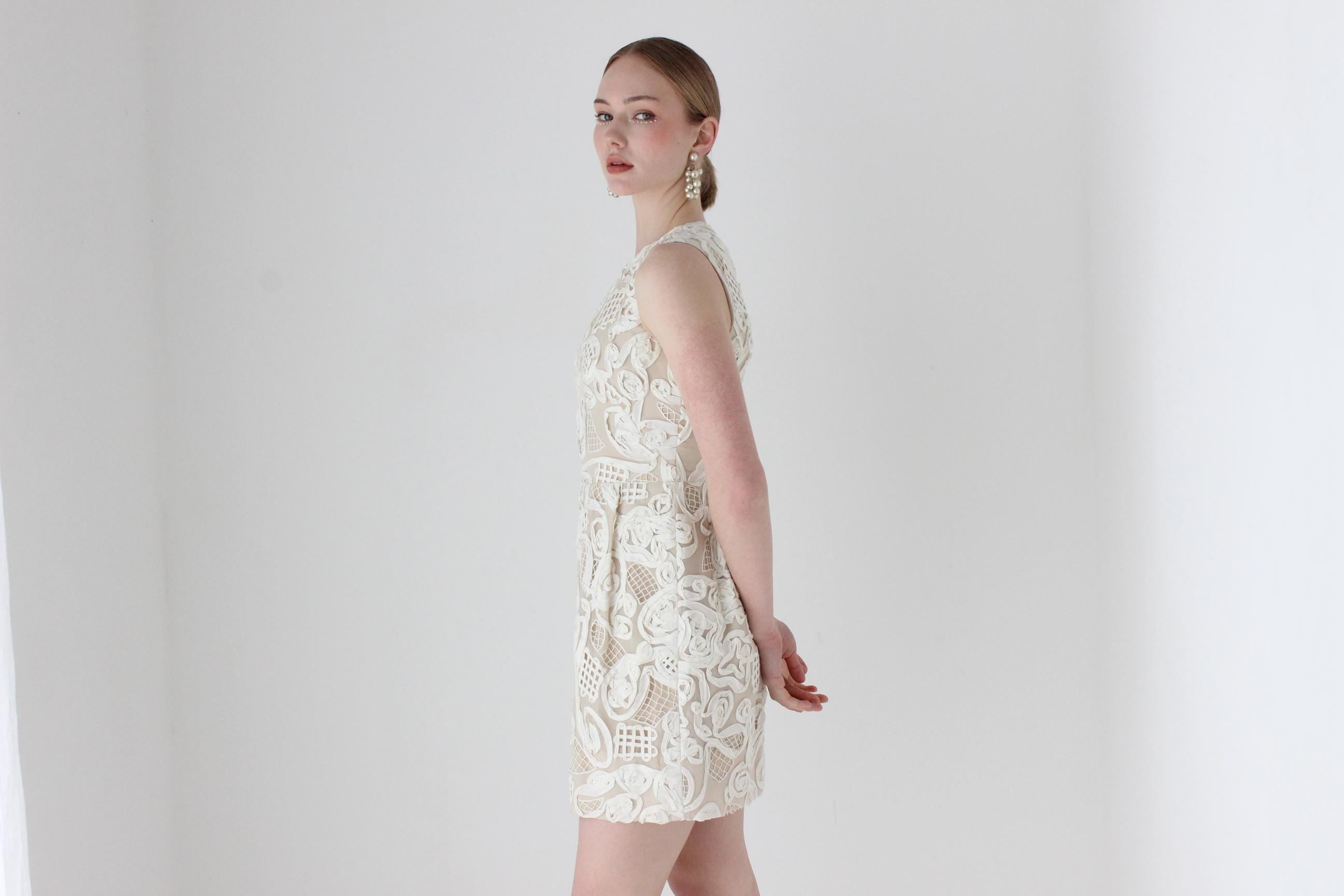 2000s Lela Rose Textural Silk Bridal Mini