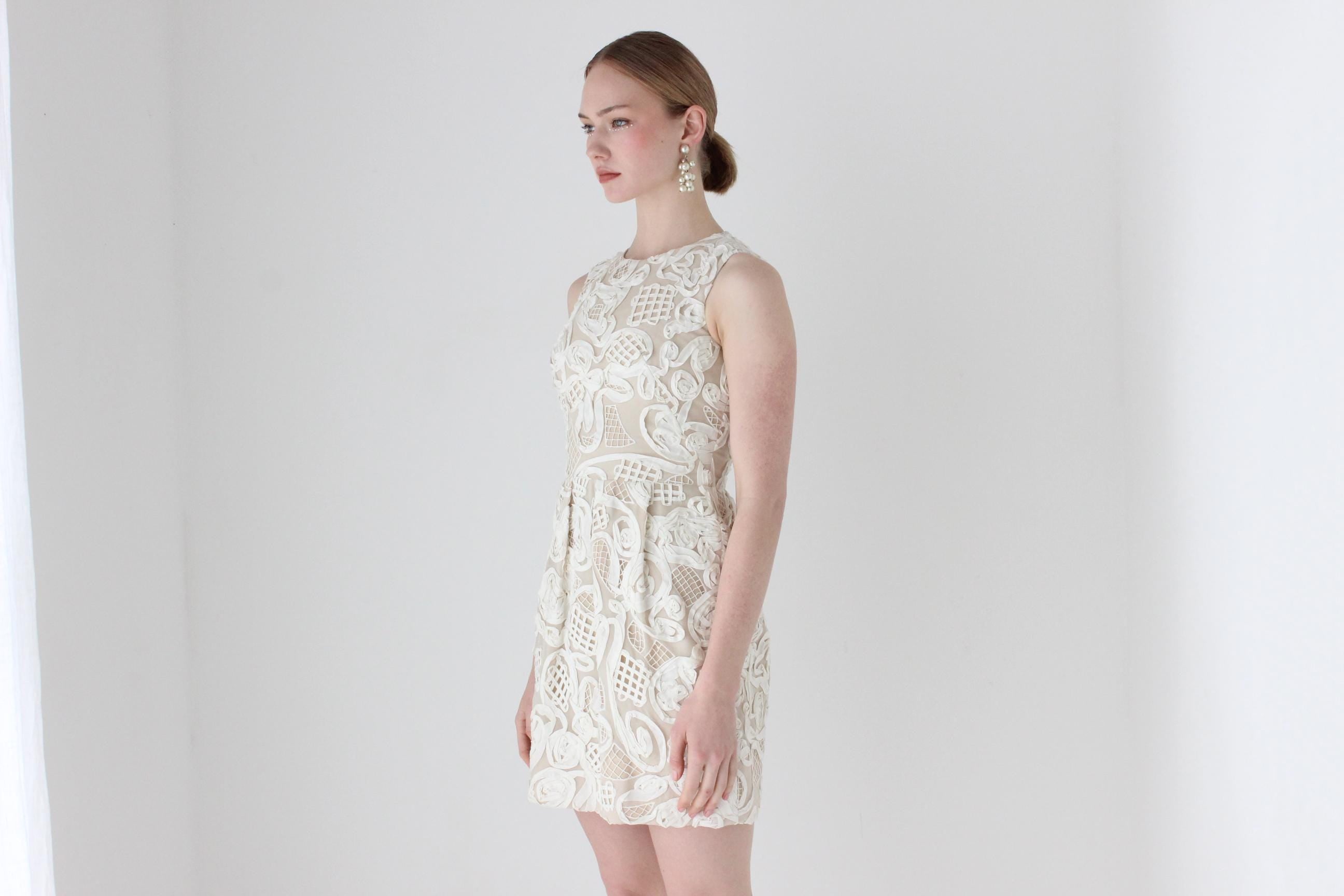 2000s Lela Rose Textural Silk Bridal Mini