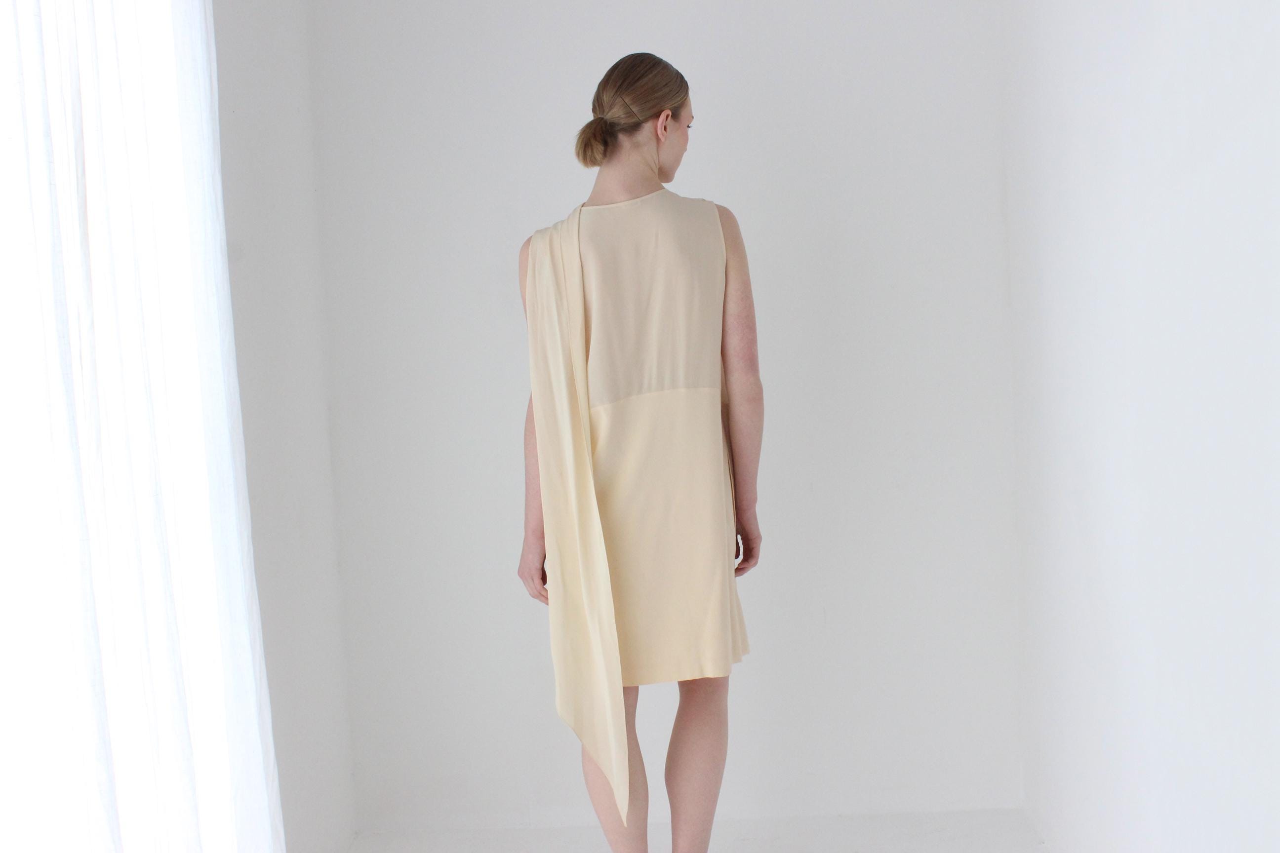 Céline by Phoebe Philo 2010 Layered Silk High Neck, Draped Directional Cocktail or Bridal Dress