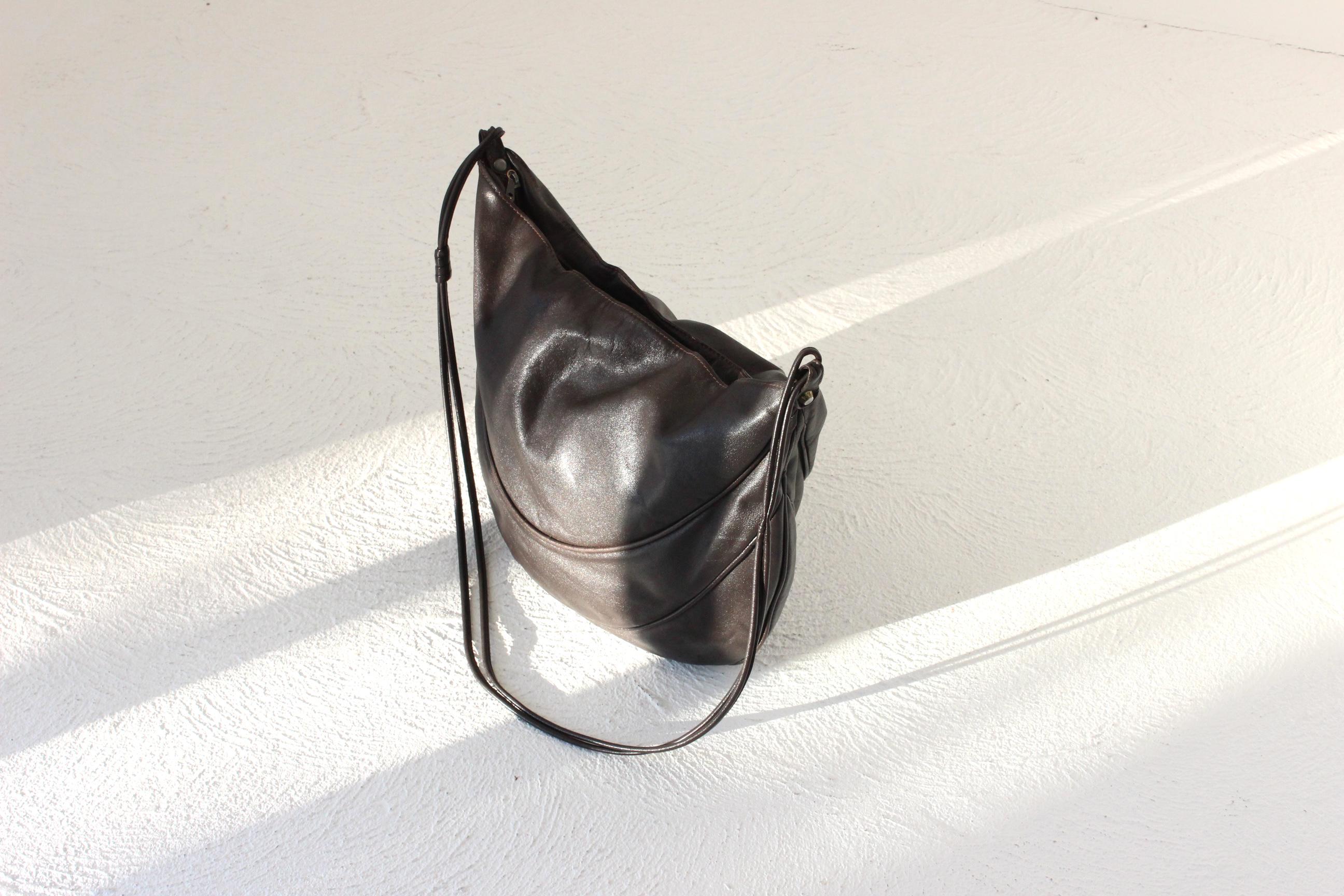 1980s Italian Leather Half Moon Shape Shoulder Bag