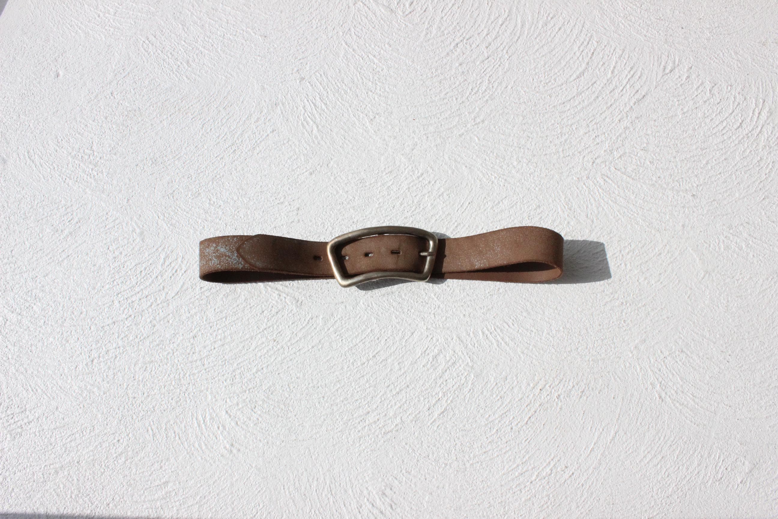 2000s Italian 'Distressed' Leather Belt w/ Oversized Silver Buckle