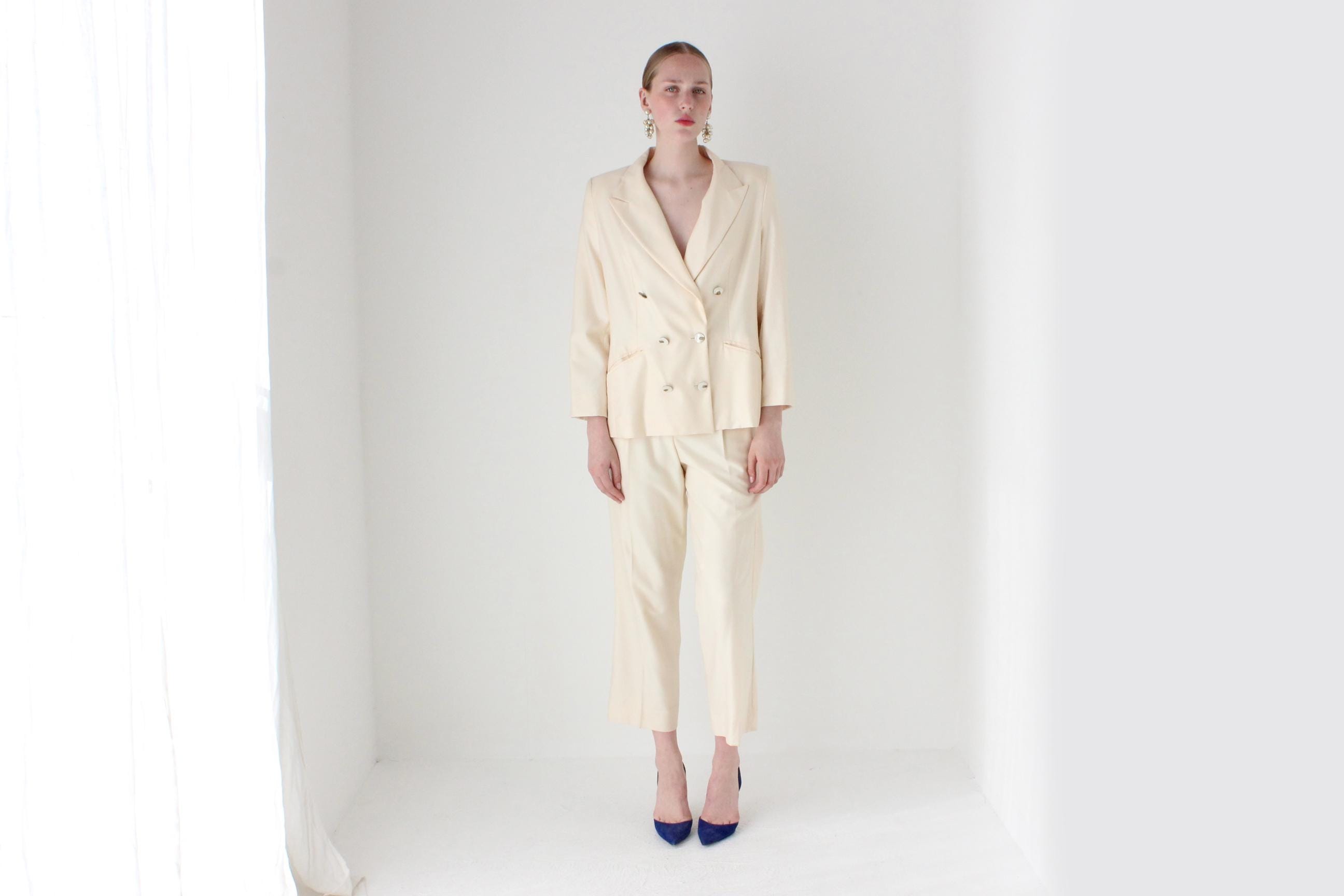 1980s ESCADA Wool, Silk & Mohair Bridal Pant Suit