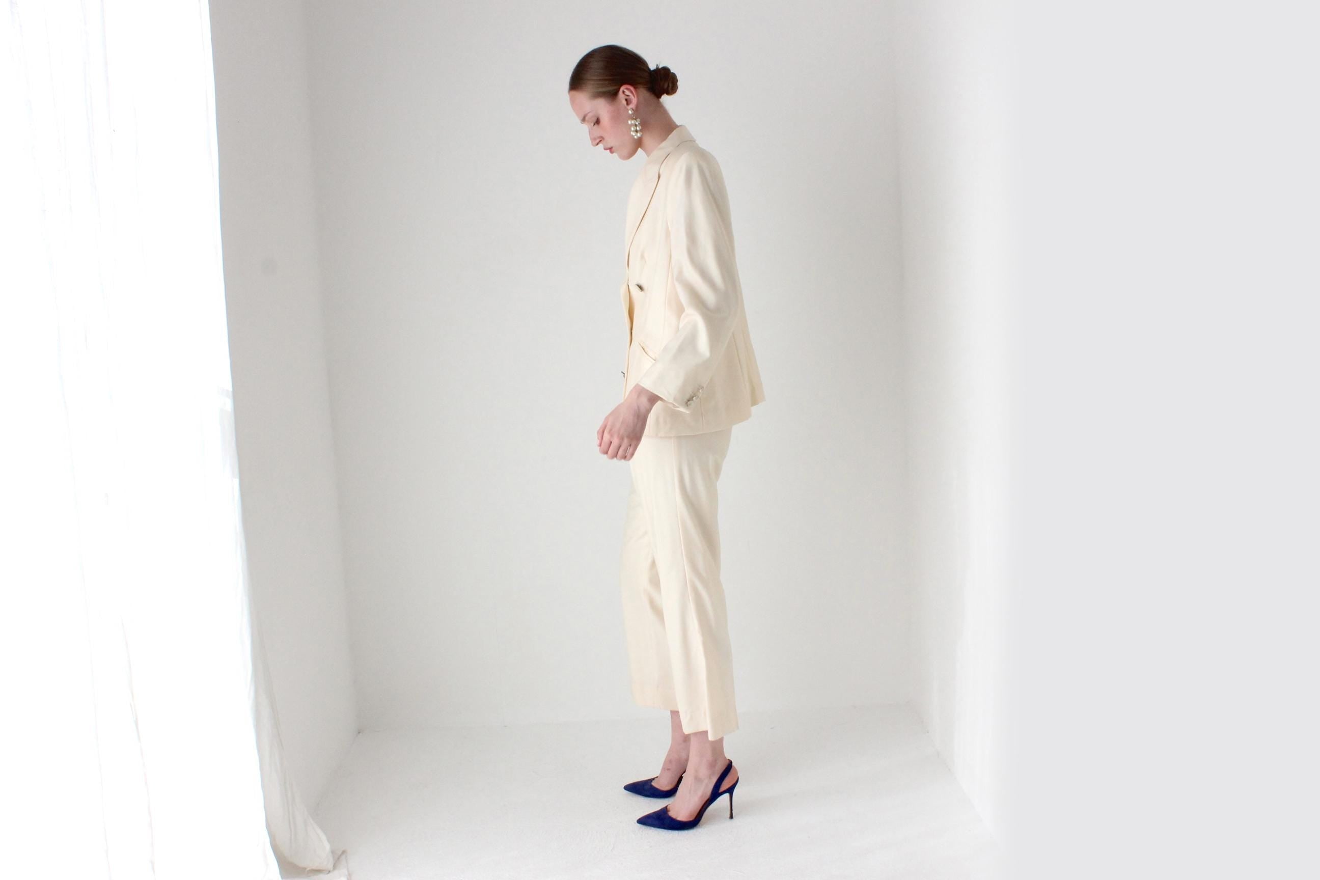 1980s ESCADA Wool, Silk & Mohair Bridal Pant Suit